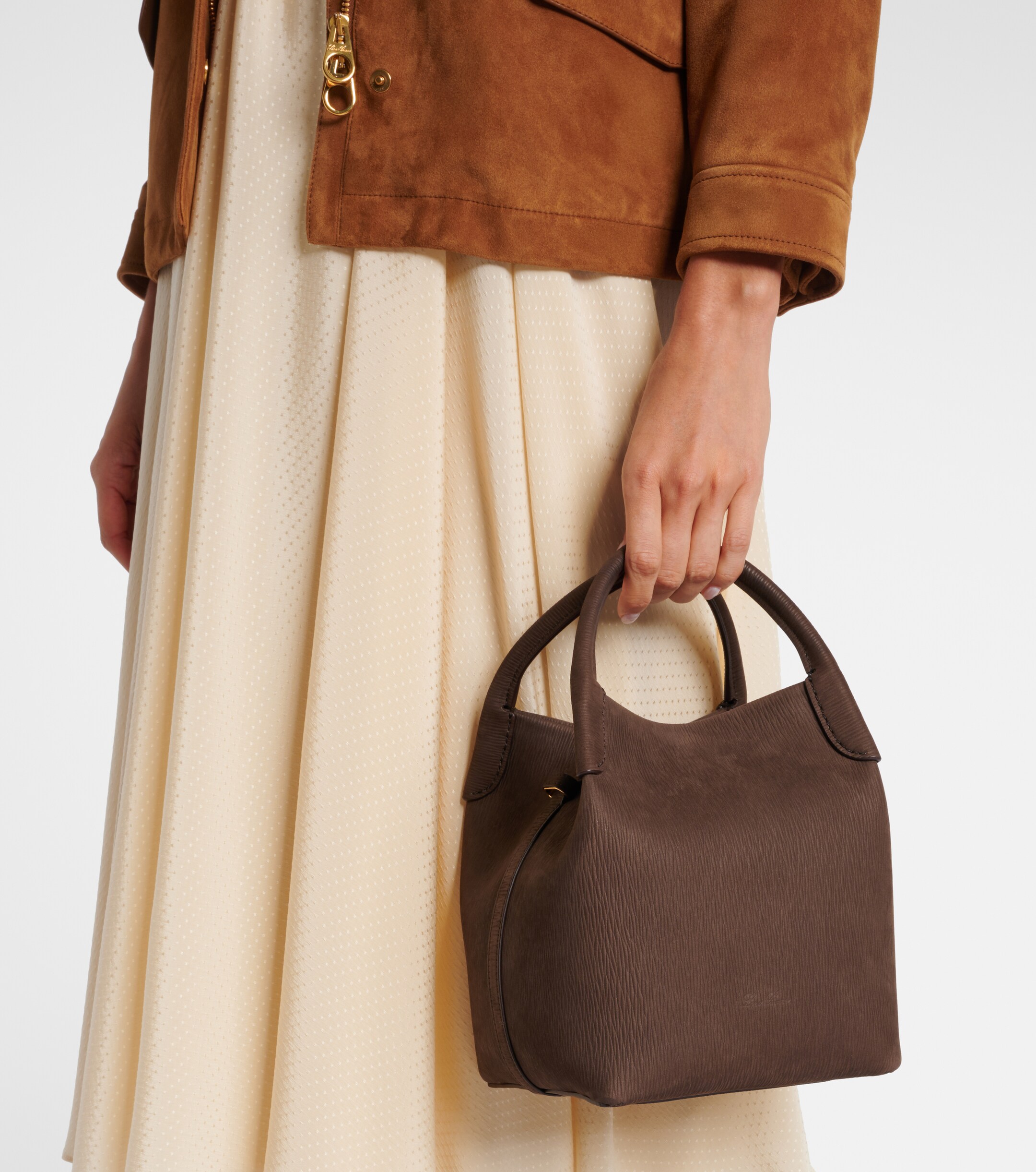 Loro Piana Bale Small leather bucket bag