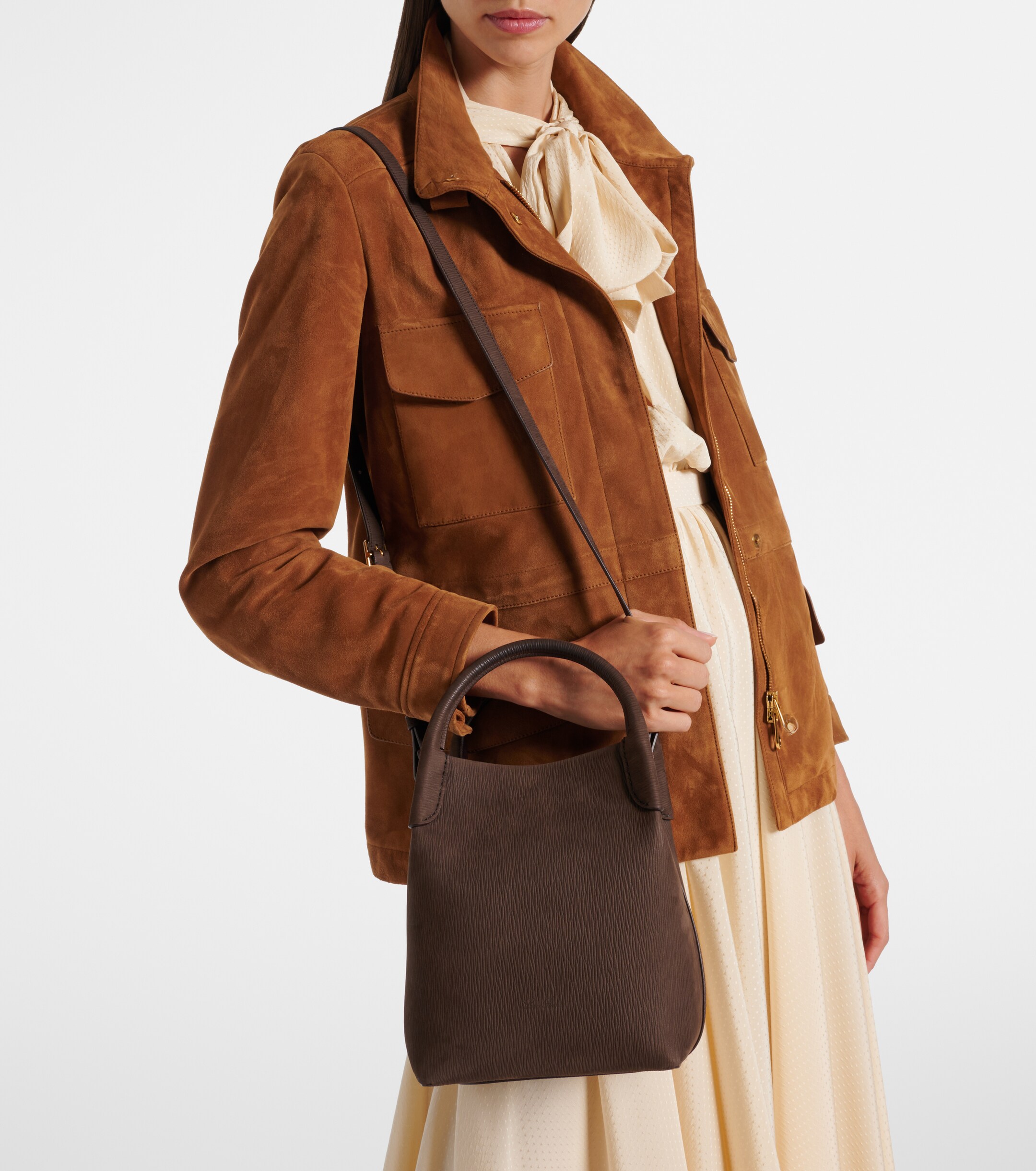 Loro Piana Bale Small leather bucket bag