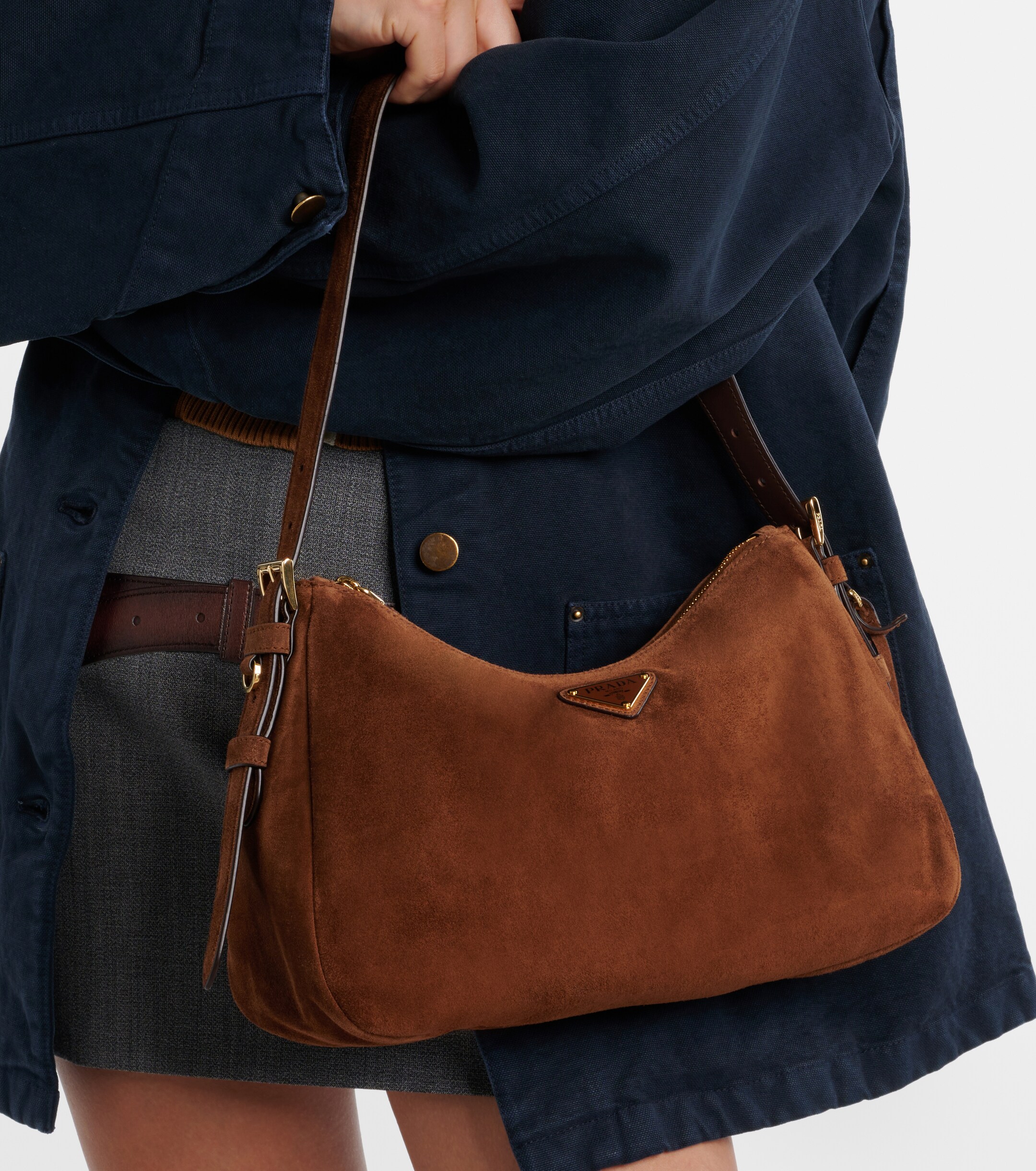 Prada Prada Aimée Medium suede shoulder bag
