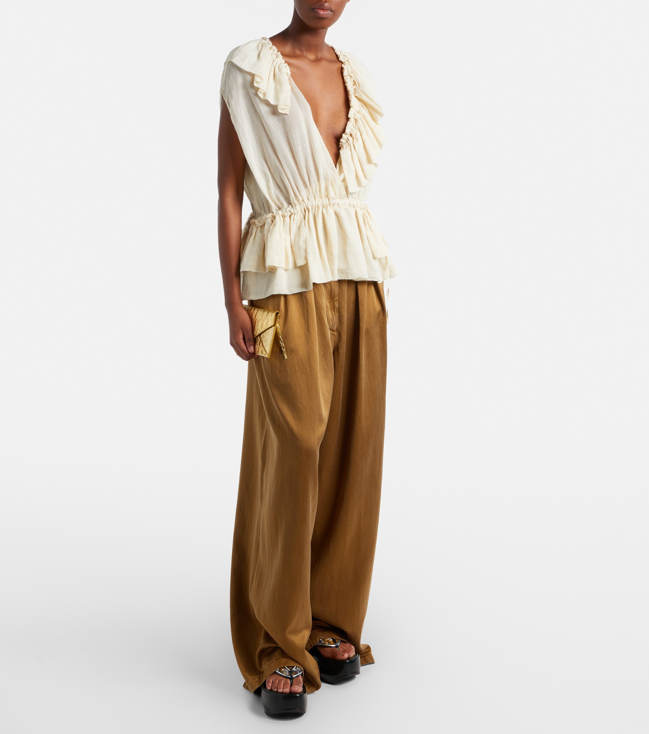 Dries Van Noten Embossed metallic leather clutch