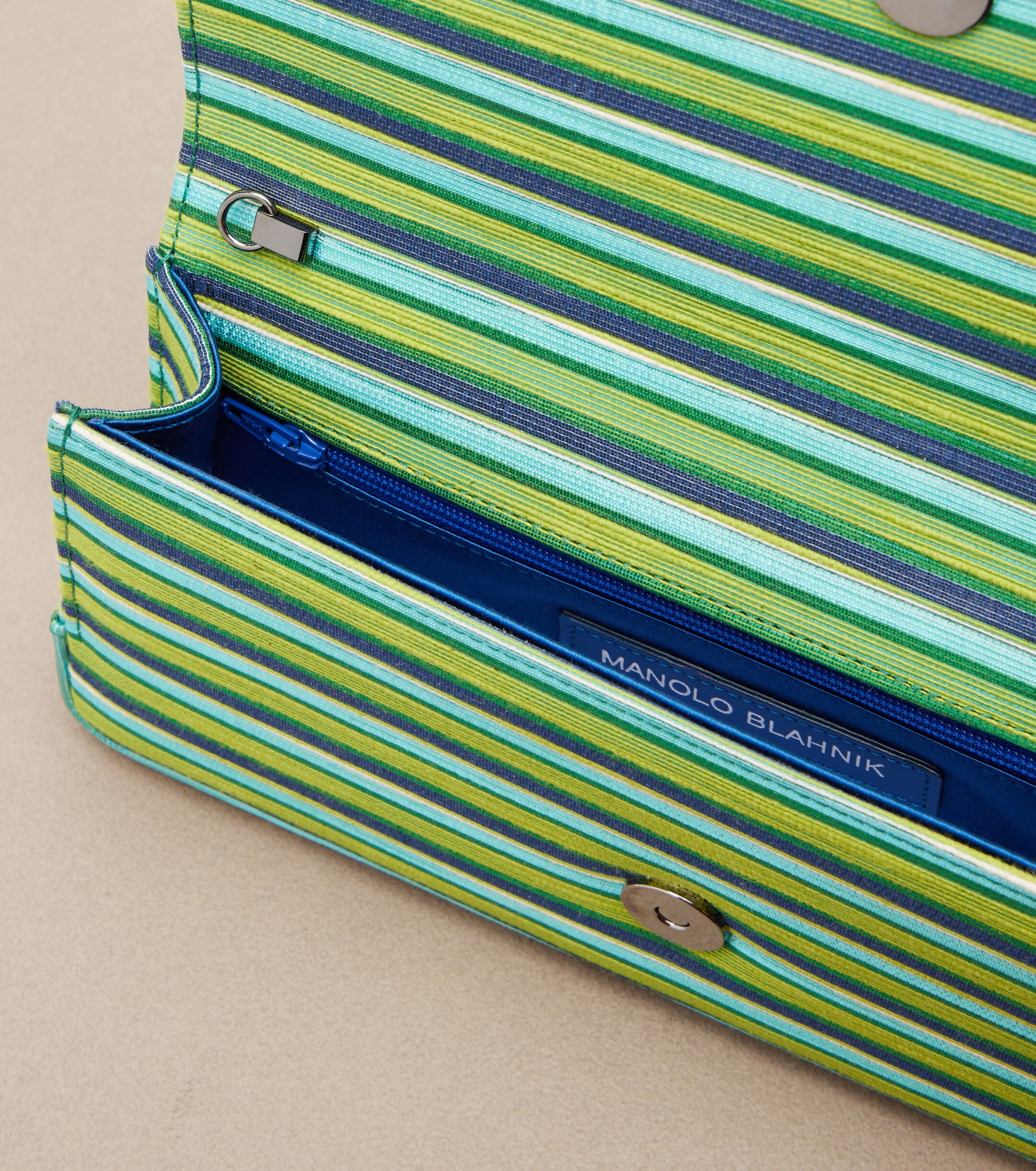 MANOLO BLAHNIK Maygot Small striped clutch