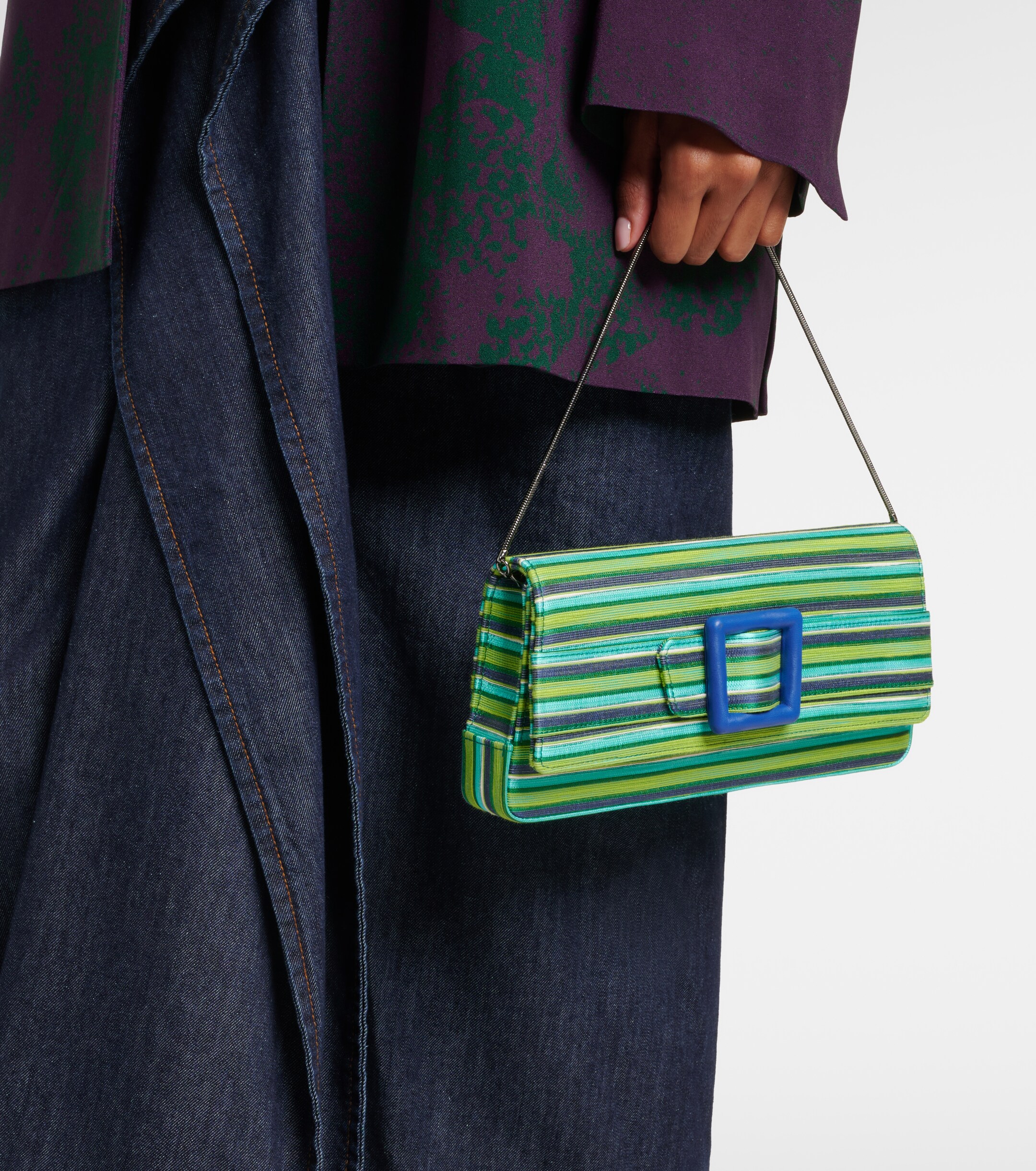 MANOLO BLAHNIK Maygot Small striped clutch