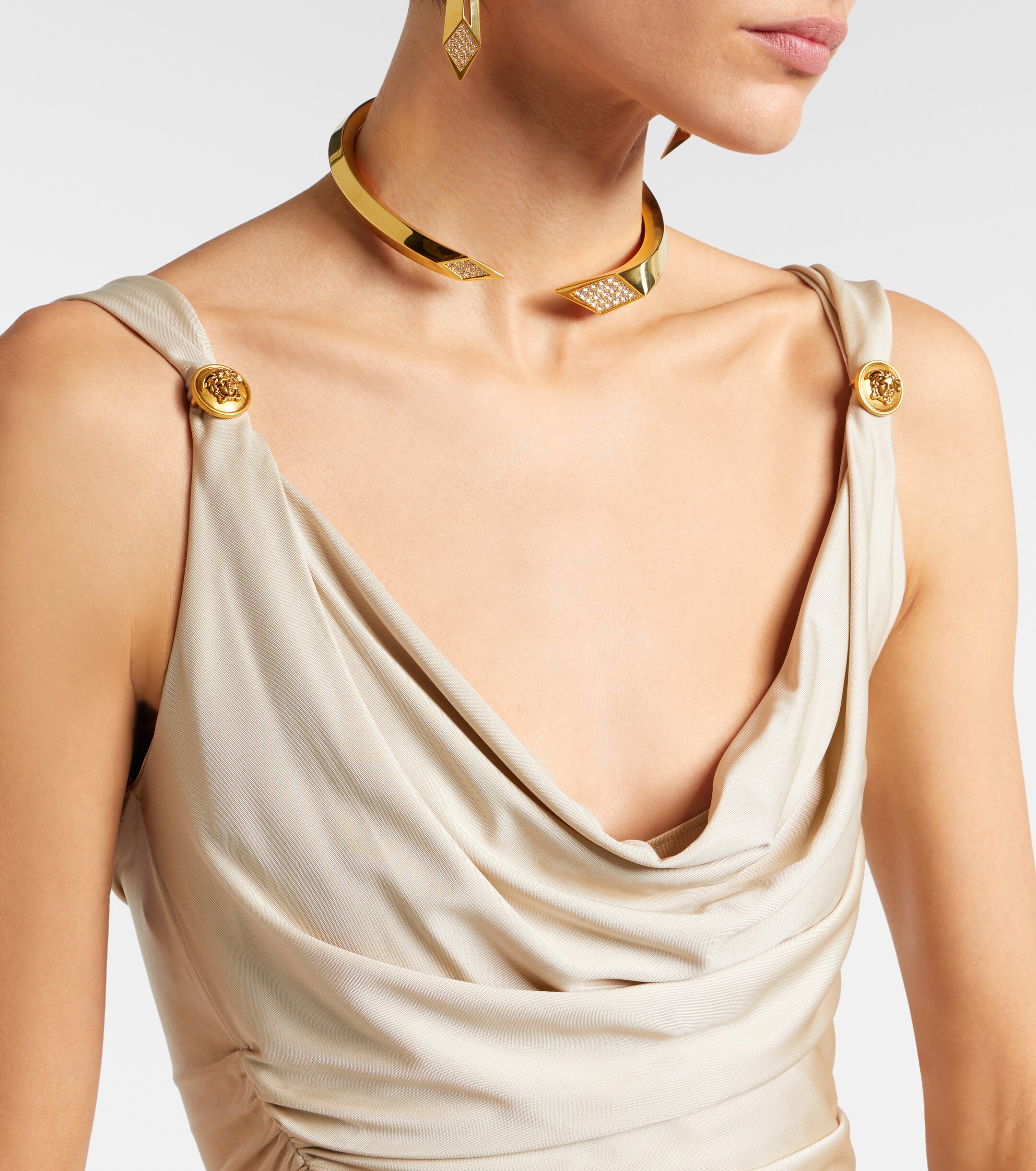 Versace Versace Medusa ruched jersey gown