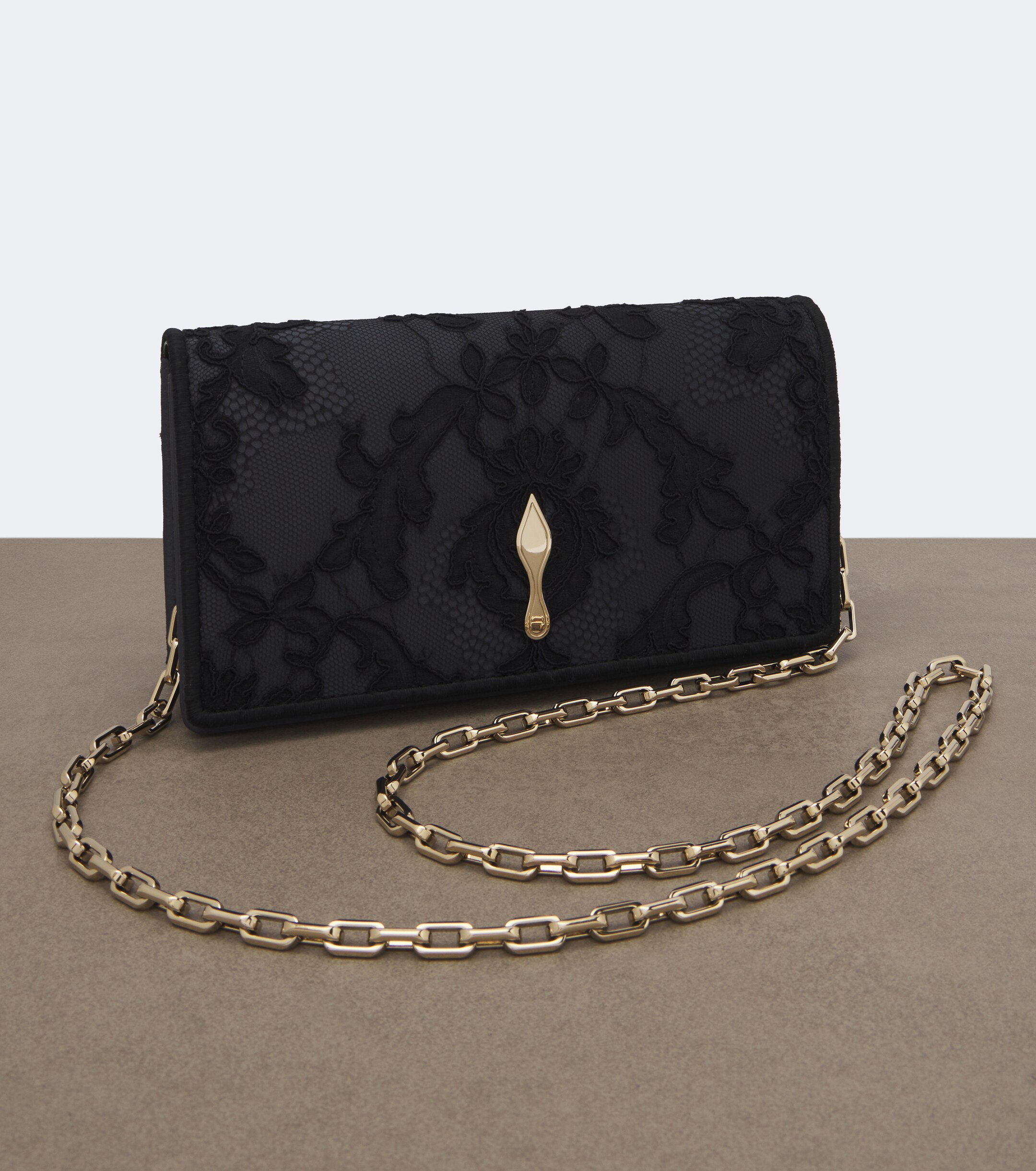 CHRISTIAN LOUBOUTIN Bettina Small lace crêpe satin clutch