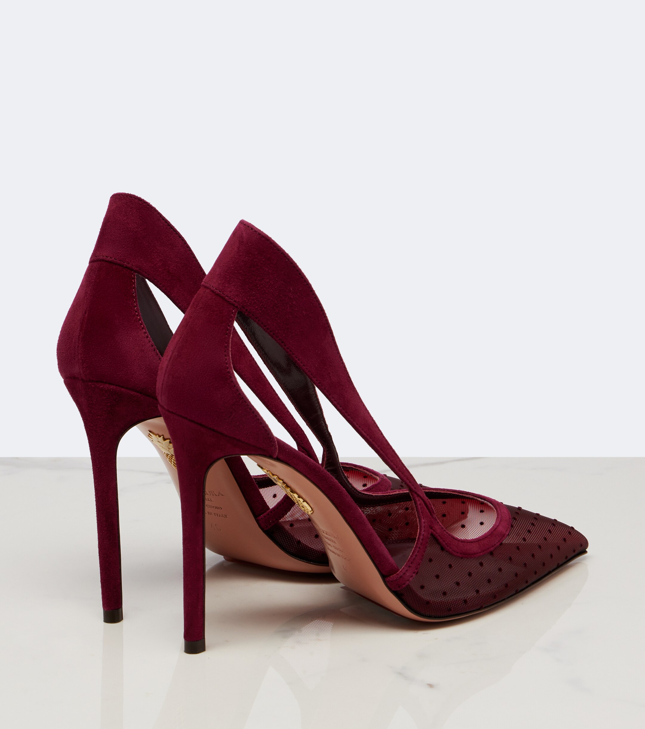 AQUAZZURA Aquazzura Dangerous Liaisons mesh and suede pumps