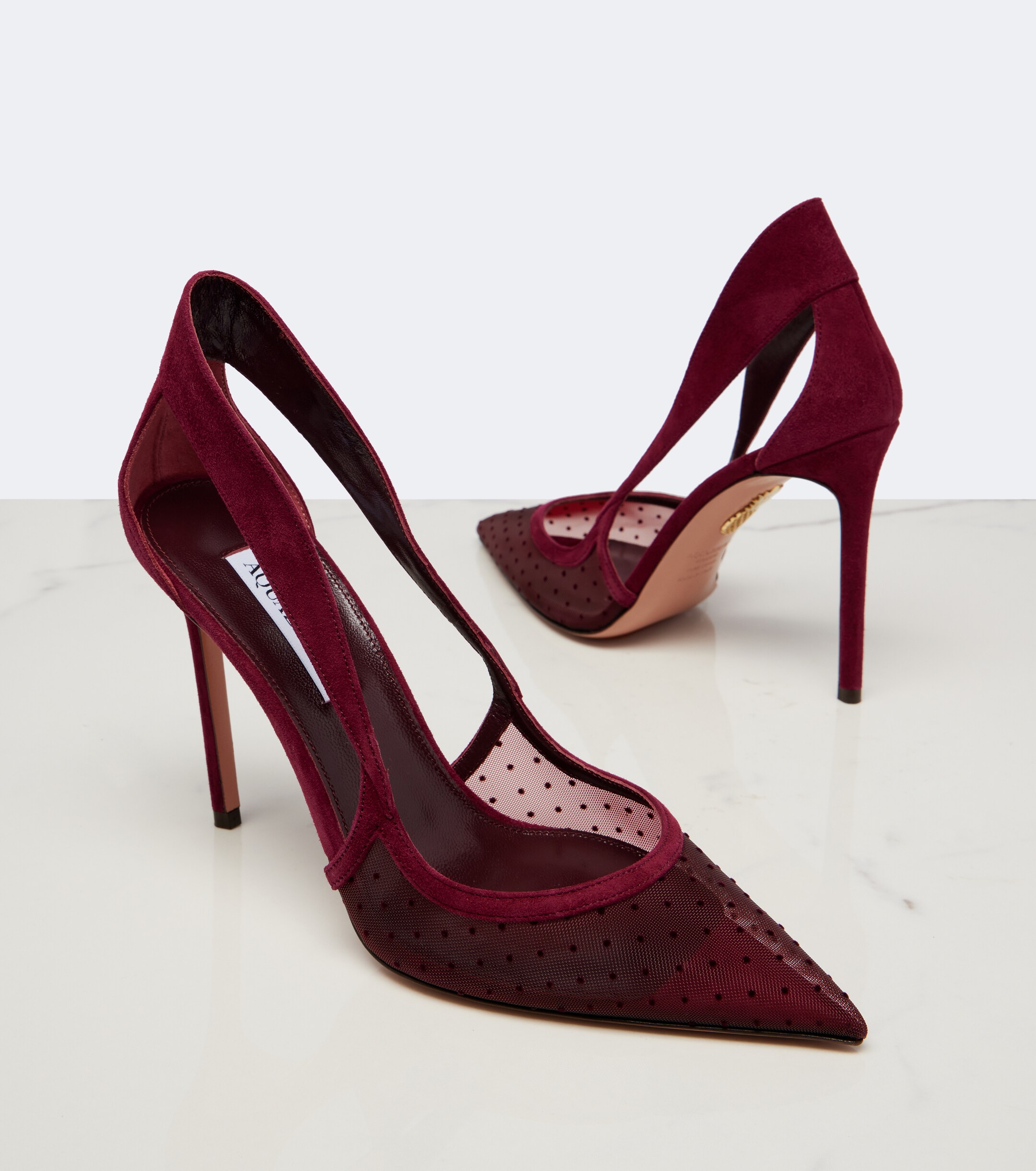 AQUAZZURA Aquazzura Dangerous Liaisons mesh and suede pumps