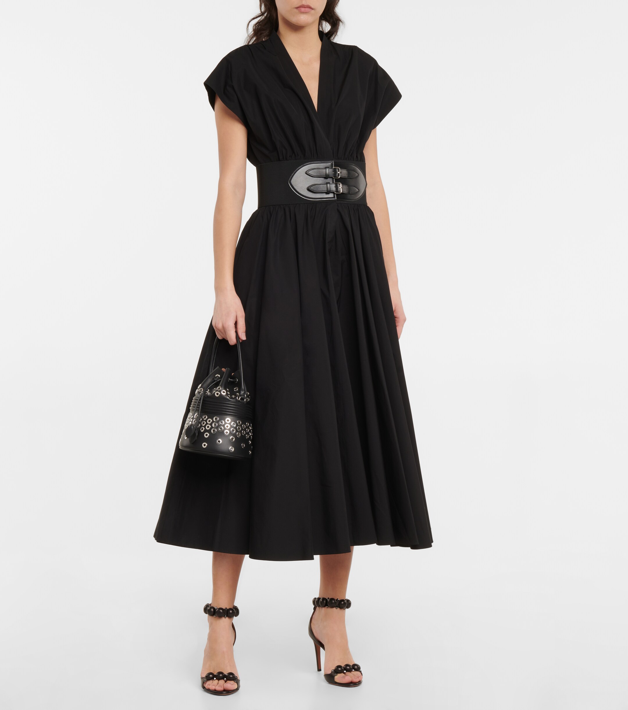 Alaïa Belted cotton poplin midi dress