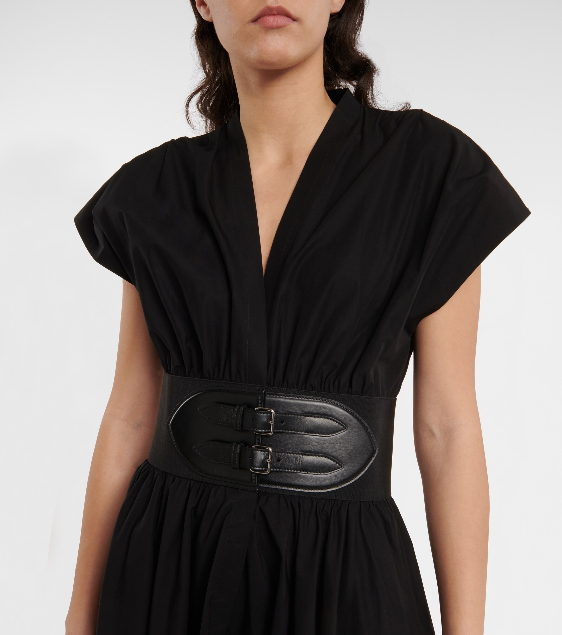 Alaïa Belted cotton poplin midi dress