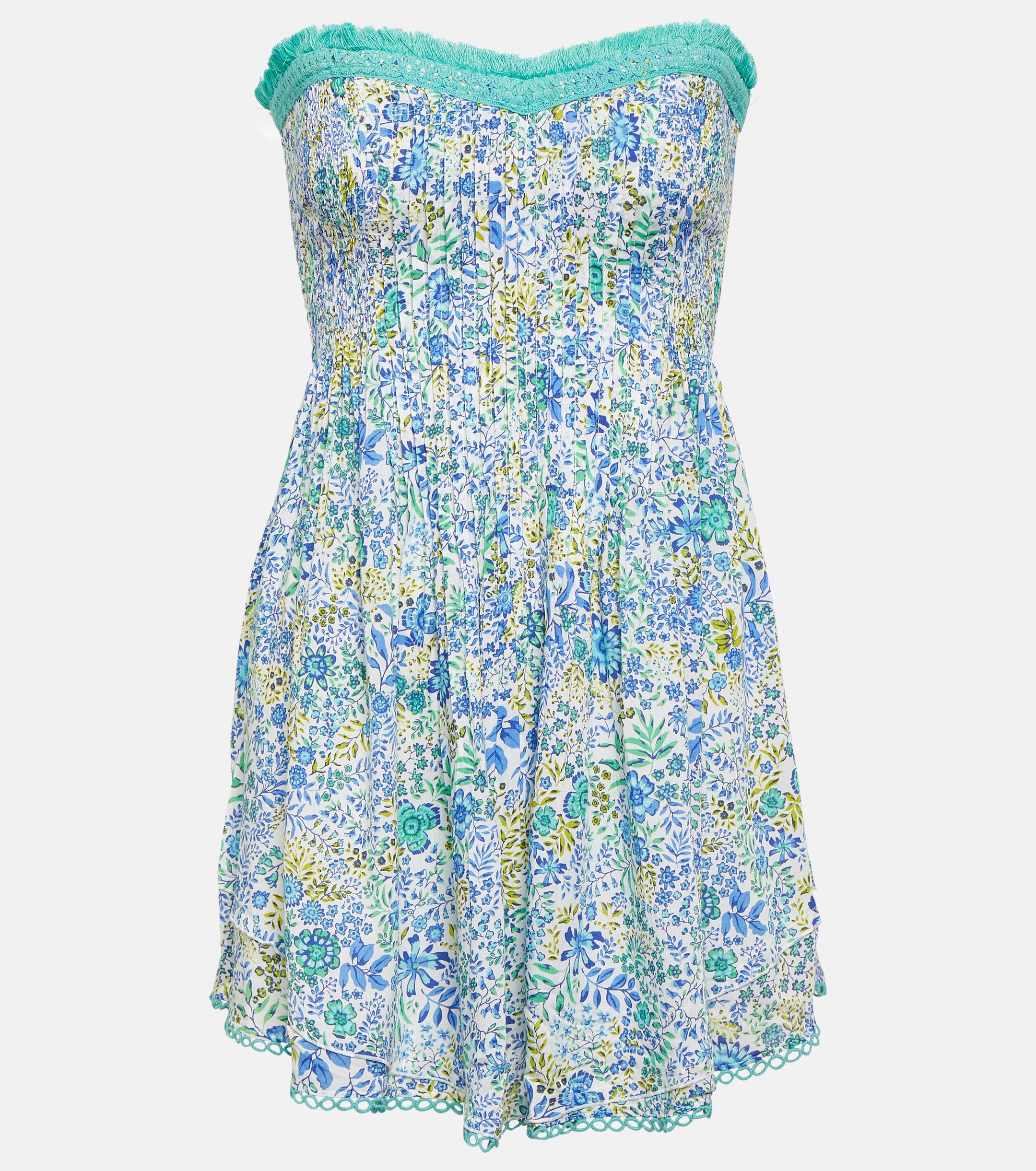 Poupette St Barth Claire floral bandeau minidress