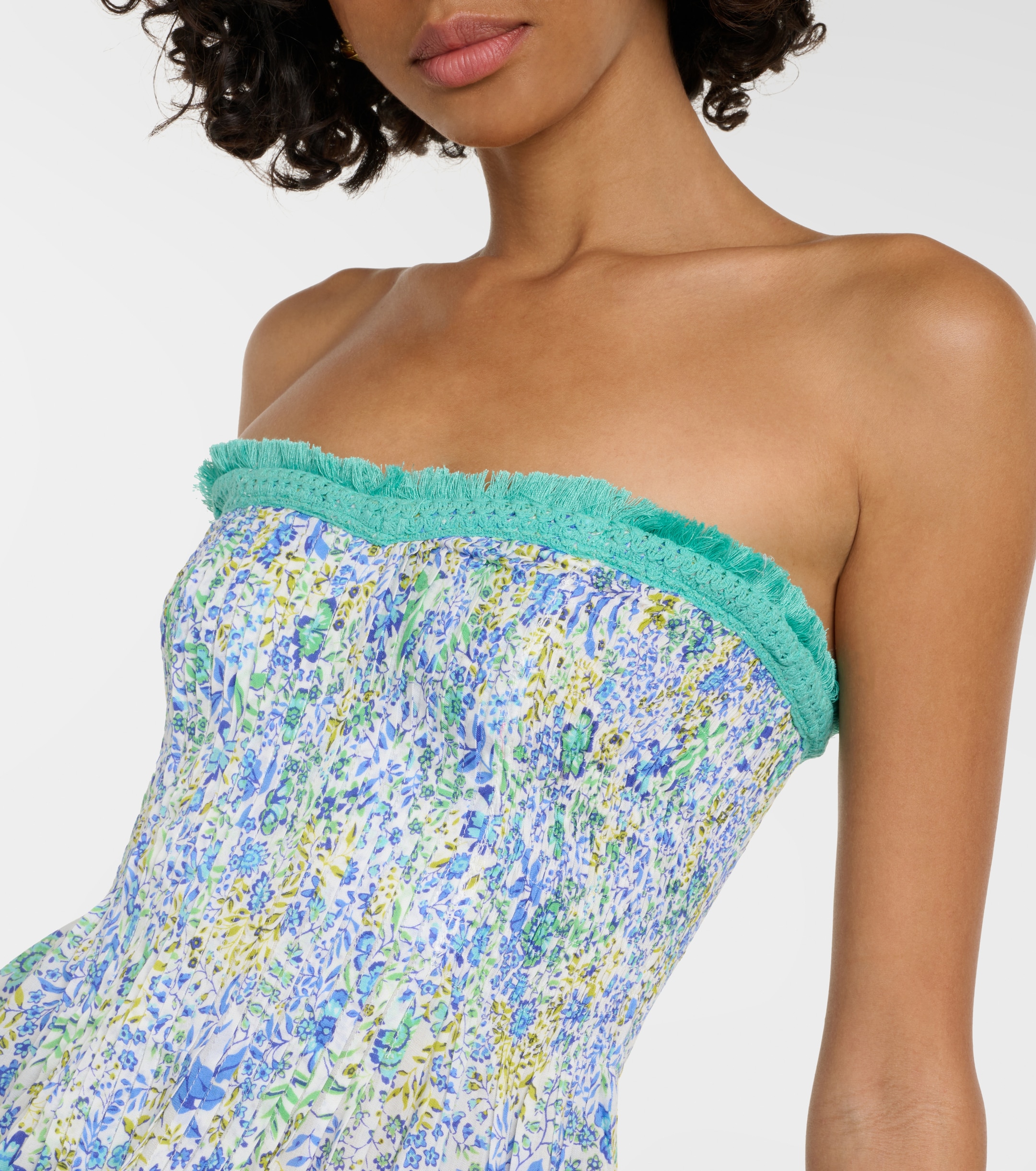 Poupette St Barth Claire floral bandeau minidress