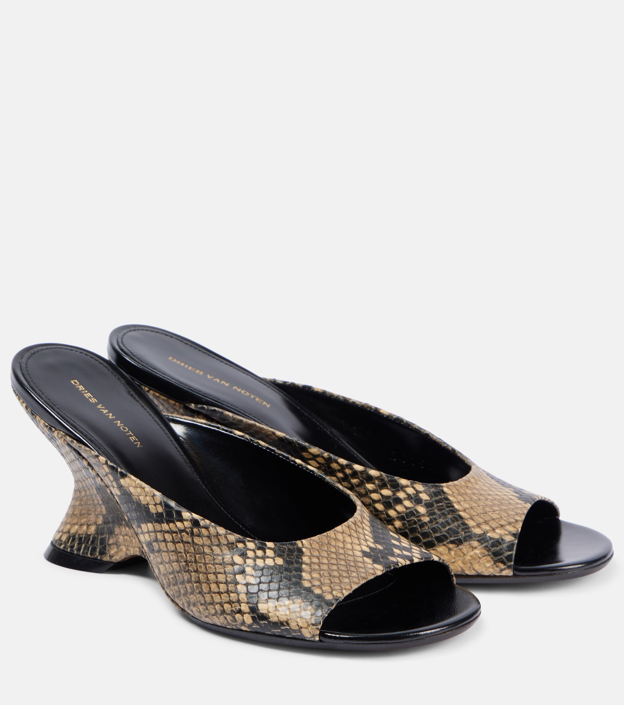 Dries Van Noten - Snake-effect leather mules | Plush