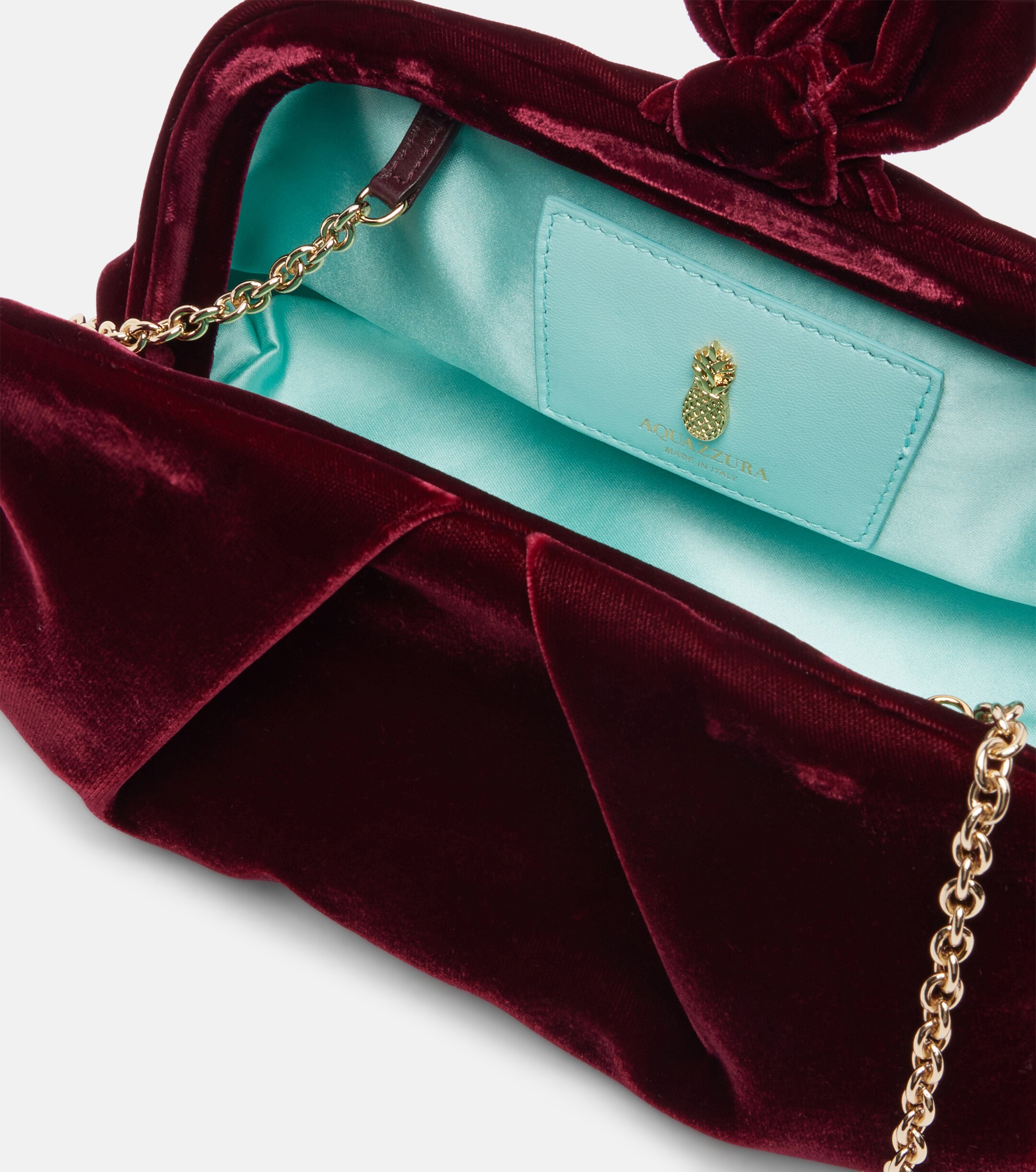 AQUAZZURA Aquazzura Bow Tie Small velvet clutch