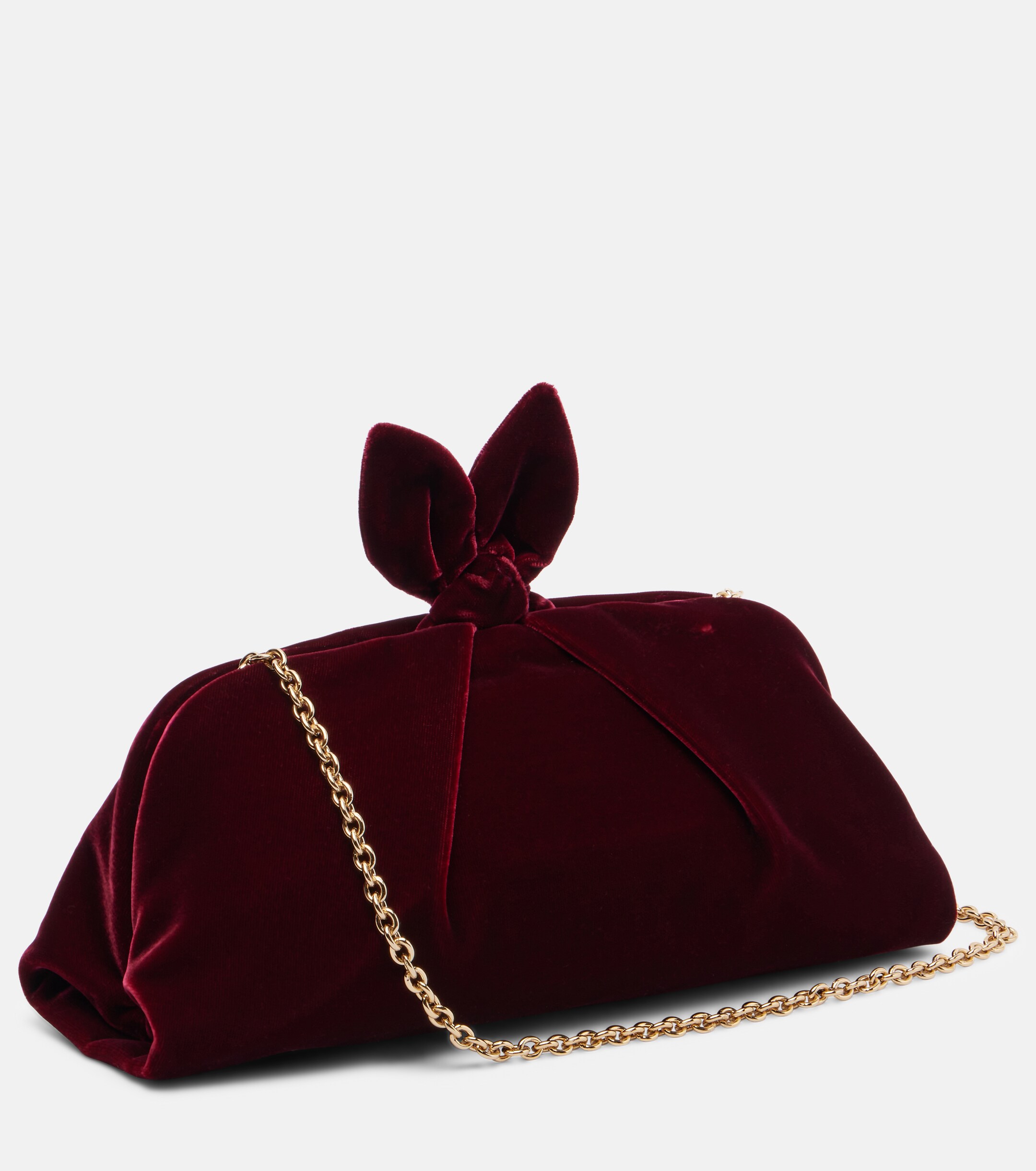 AQUAZZURA Aquazzura Bow Tie Small velvet clutch