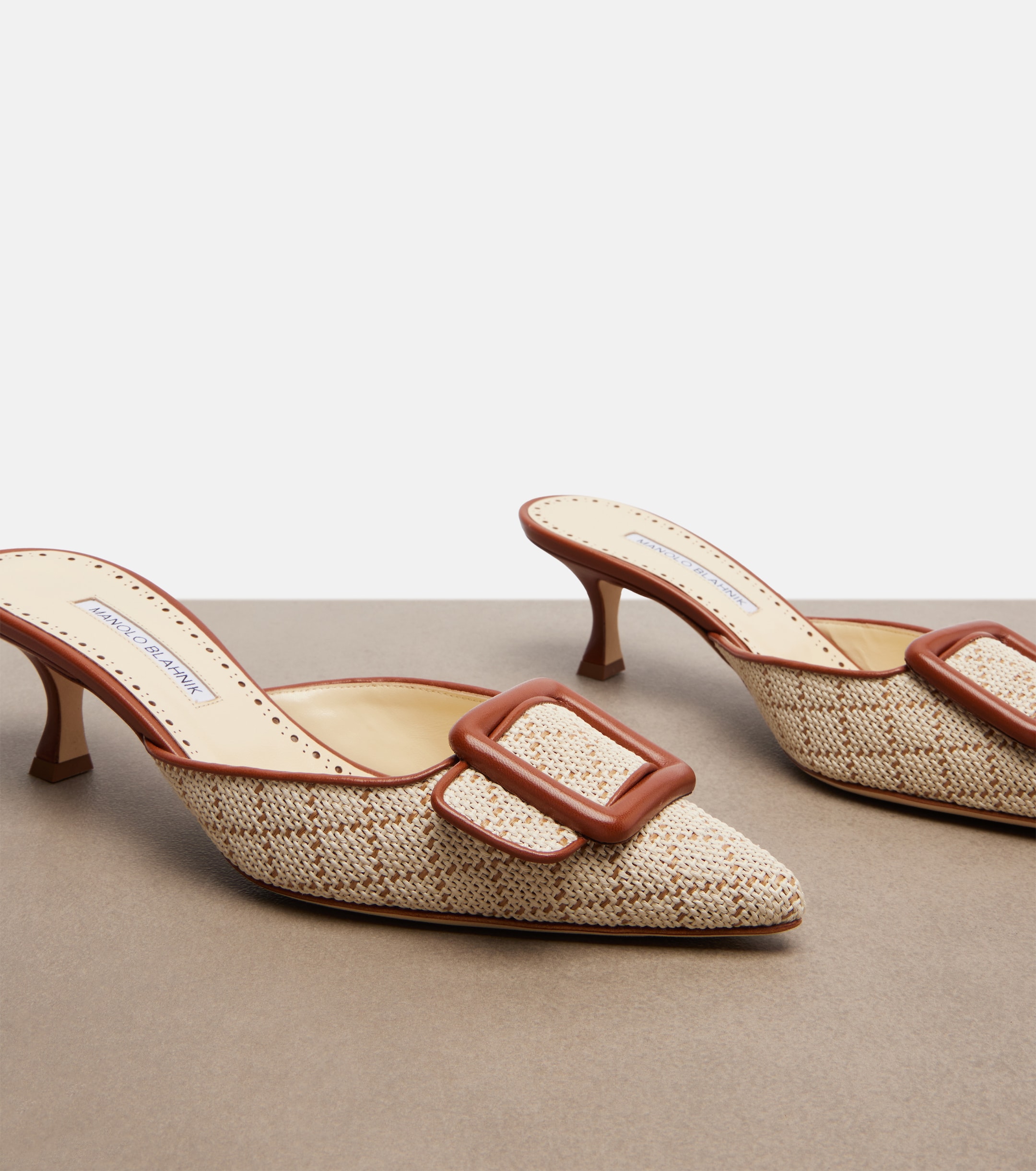 MANOLO BLAHNIK Manolo Blahnik Maysale leather-trimmed mules
