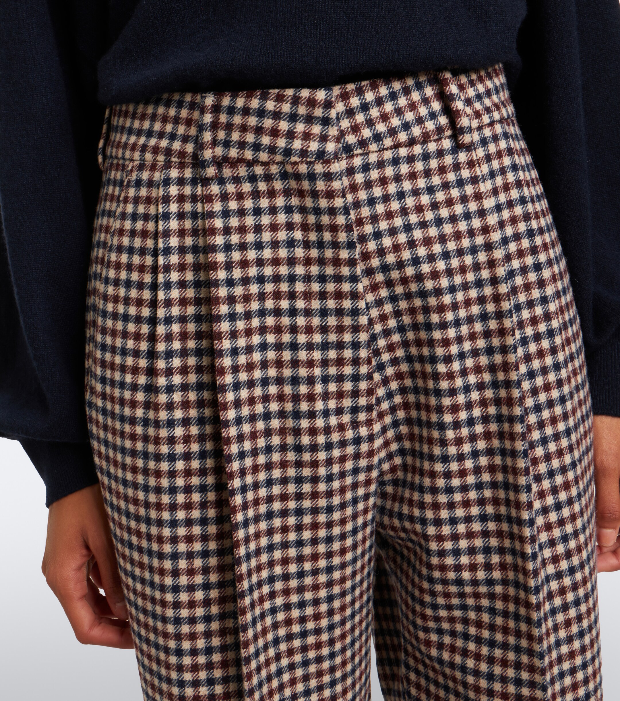 Blazé Milano Blazé Milano Fox checked wool and cashmere straight pants