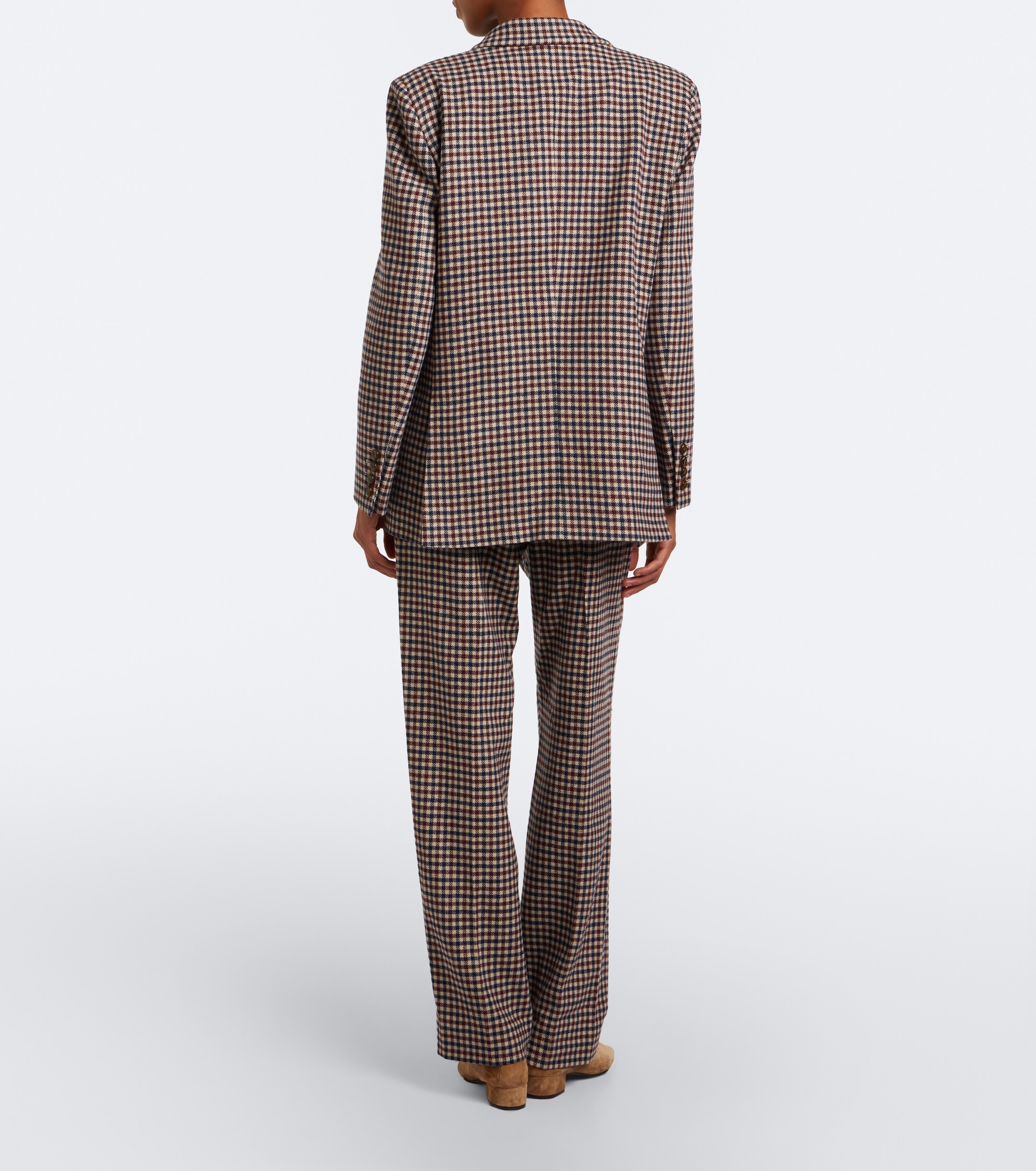 Blazé Milano Blazé Milano Fox checked wool and cashmere straight pants