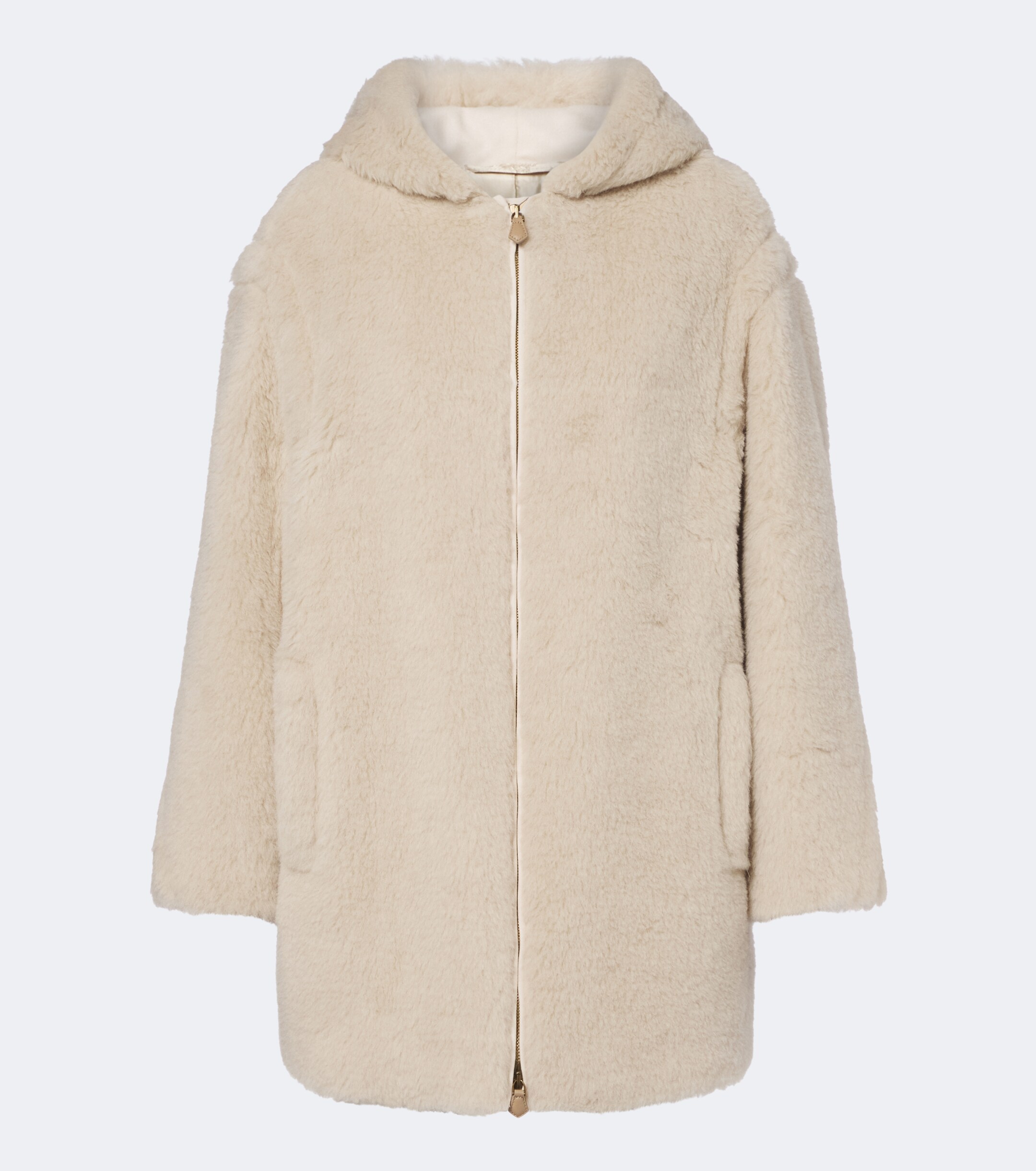 Max Mara Max Mara Hooded alpaca, wool, and silk zip-up coat