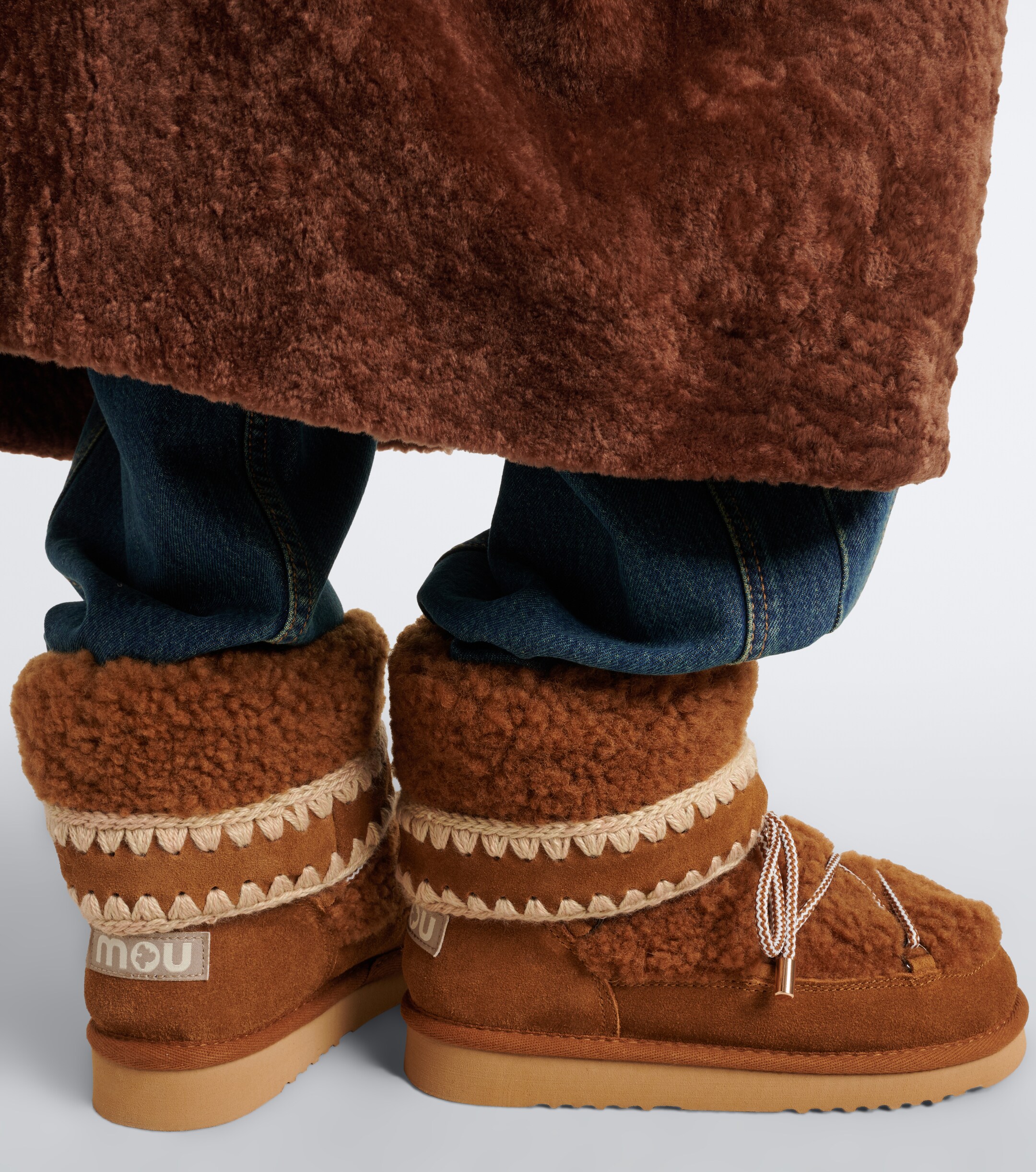 MOU Mou 18 suede-trimmed shearling ankle boots