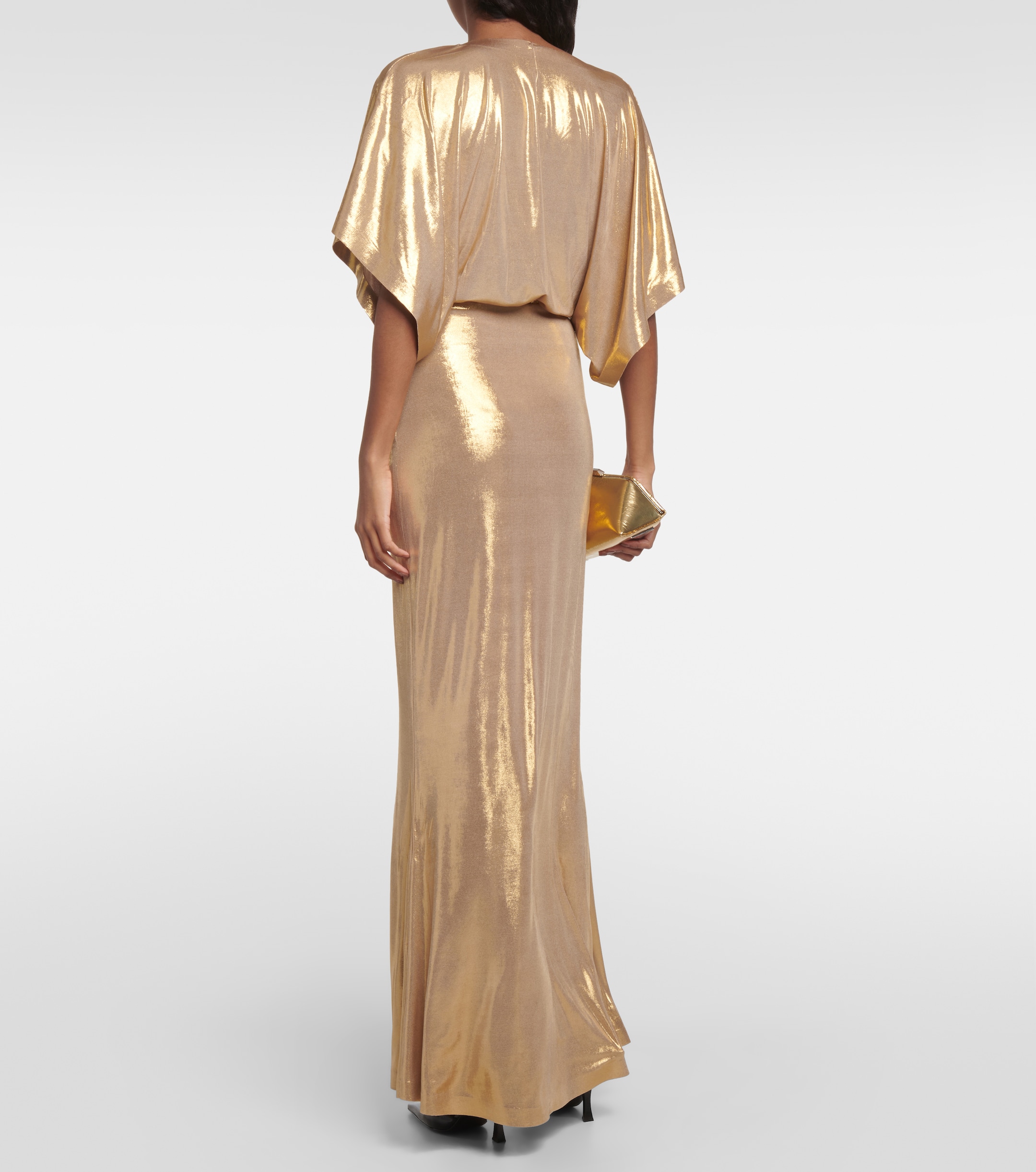 Norma Kamali Obie metallic jersey maxi dress