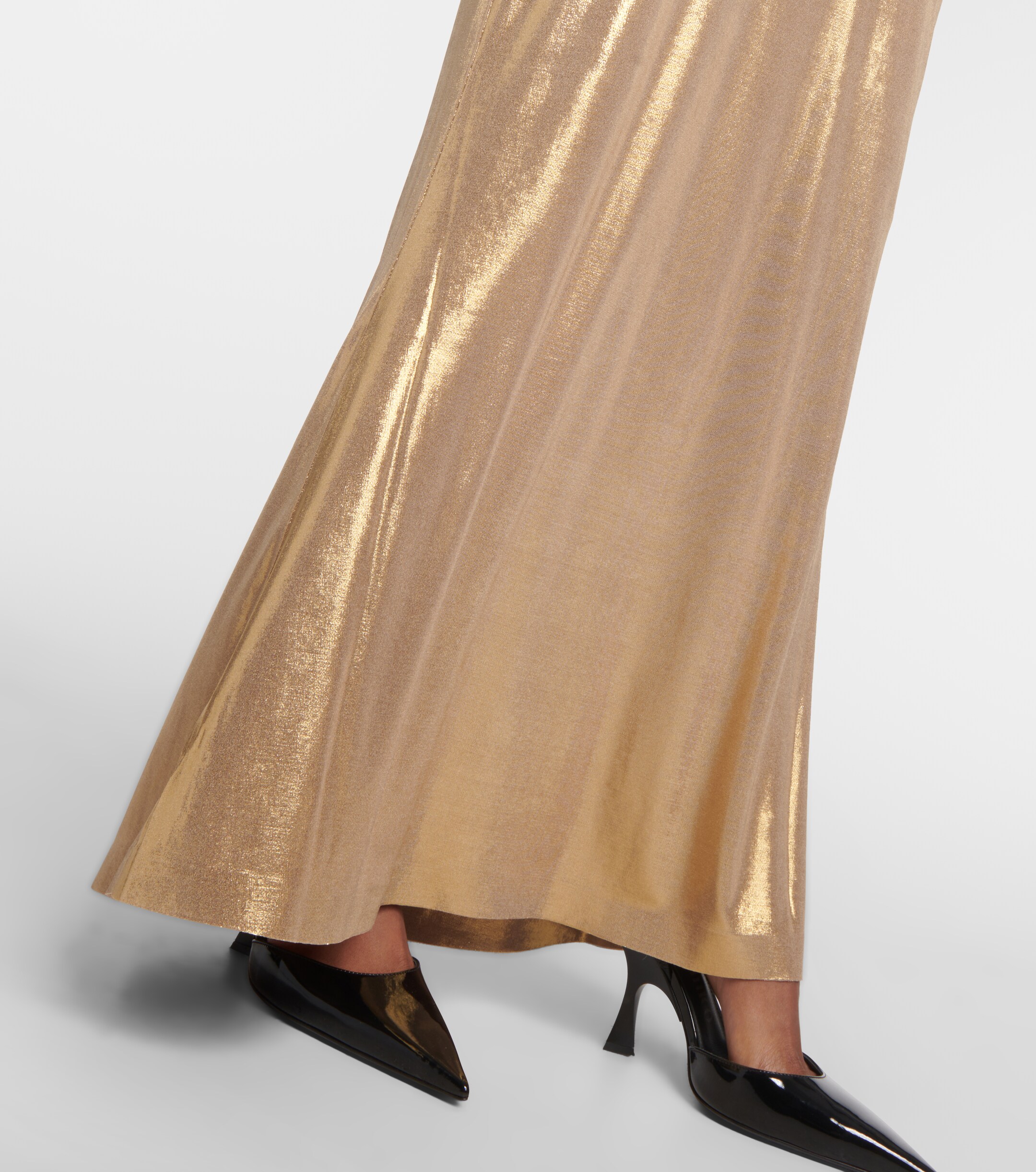 Norma Kamali Obie metallic jersey maxi dress