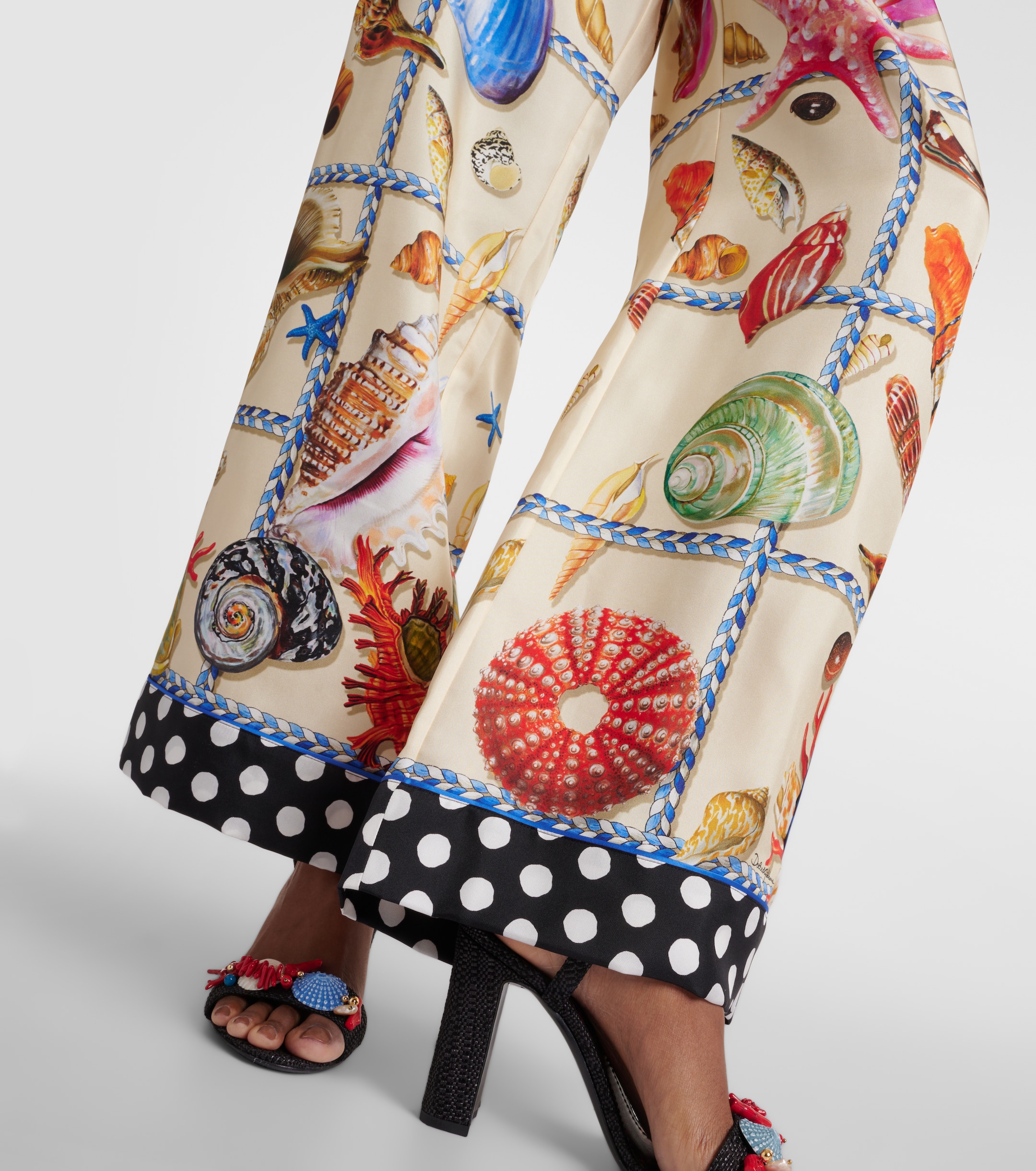Dolce&Gabbana Capri printed silk satin palazzo pants