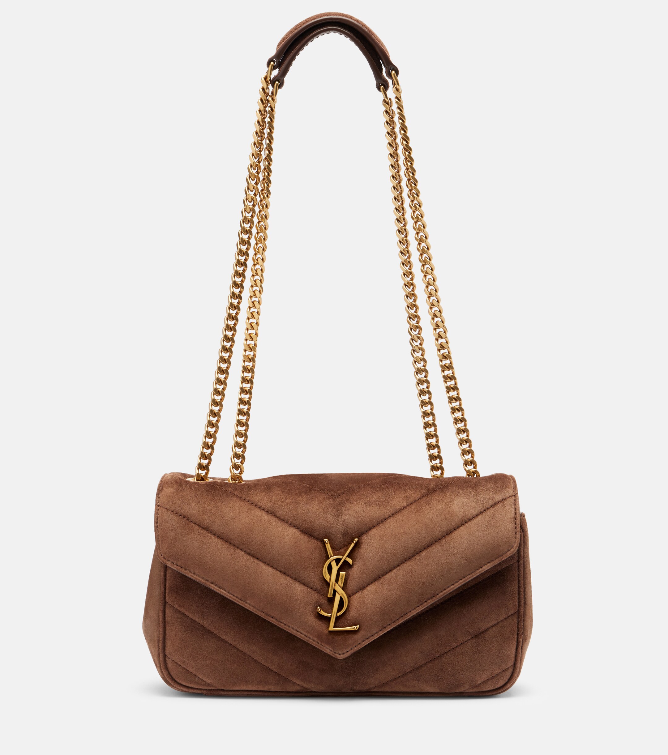 Saint Laurent Loulou Small matelassé suede shoulder bag