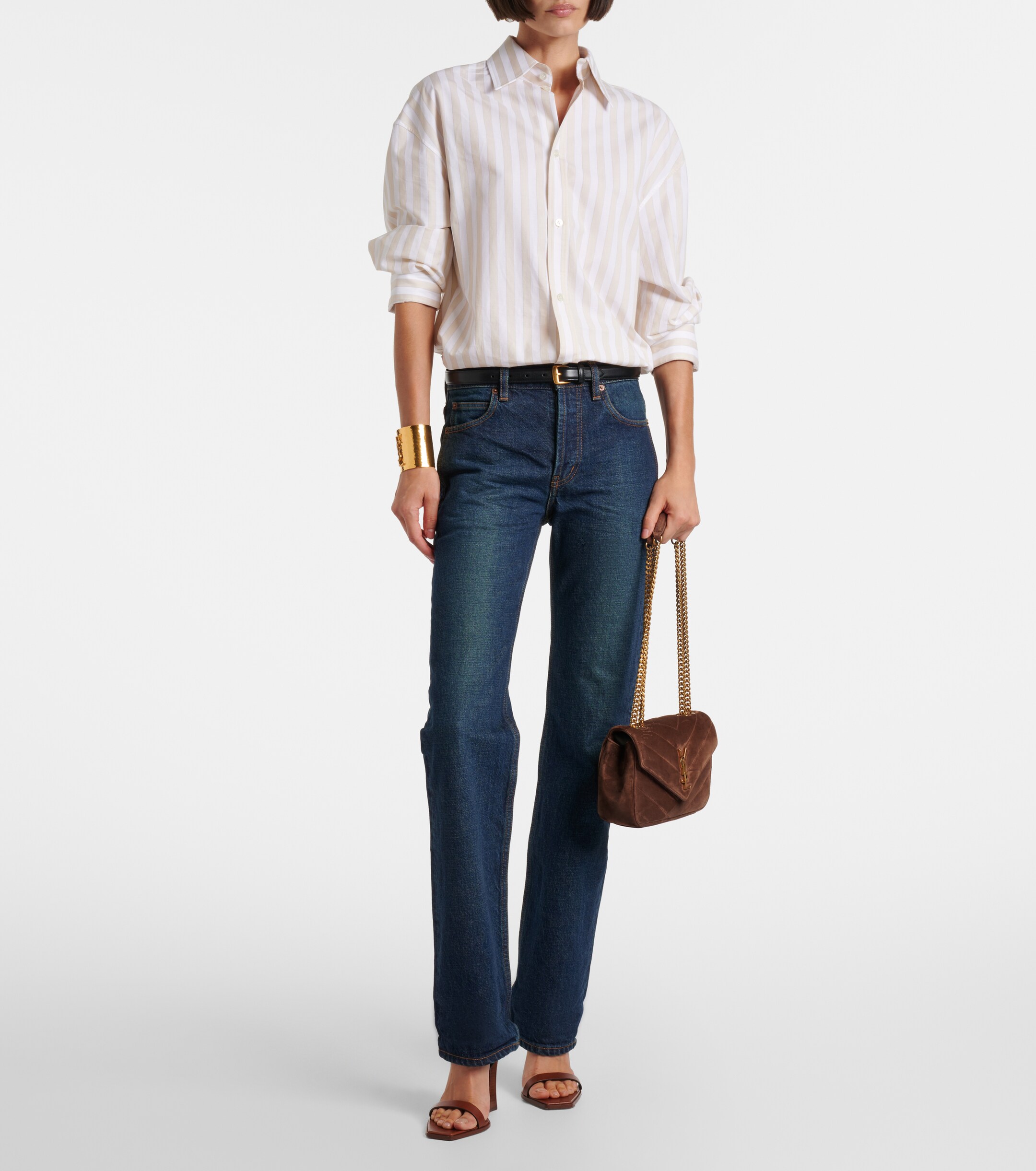 Saint Laurent Loulou Small matelassé suede shoulder bag