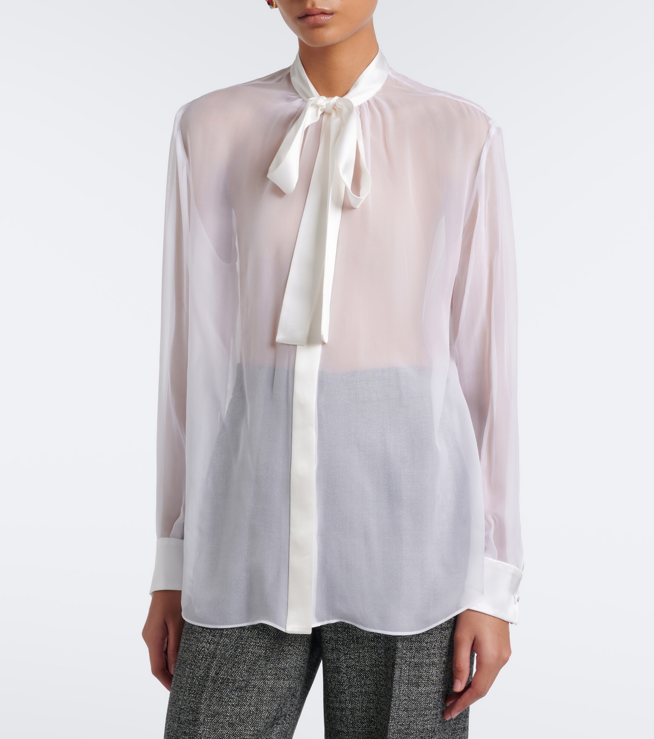 Dolce&Gabbana Dolce & Gabbana Bow-detail silk chiffon blouse