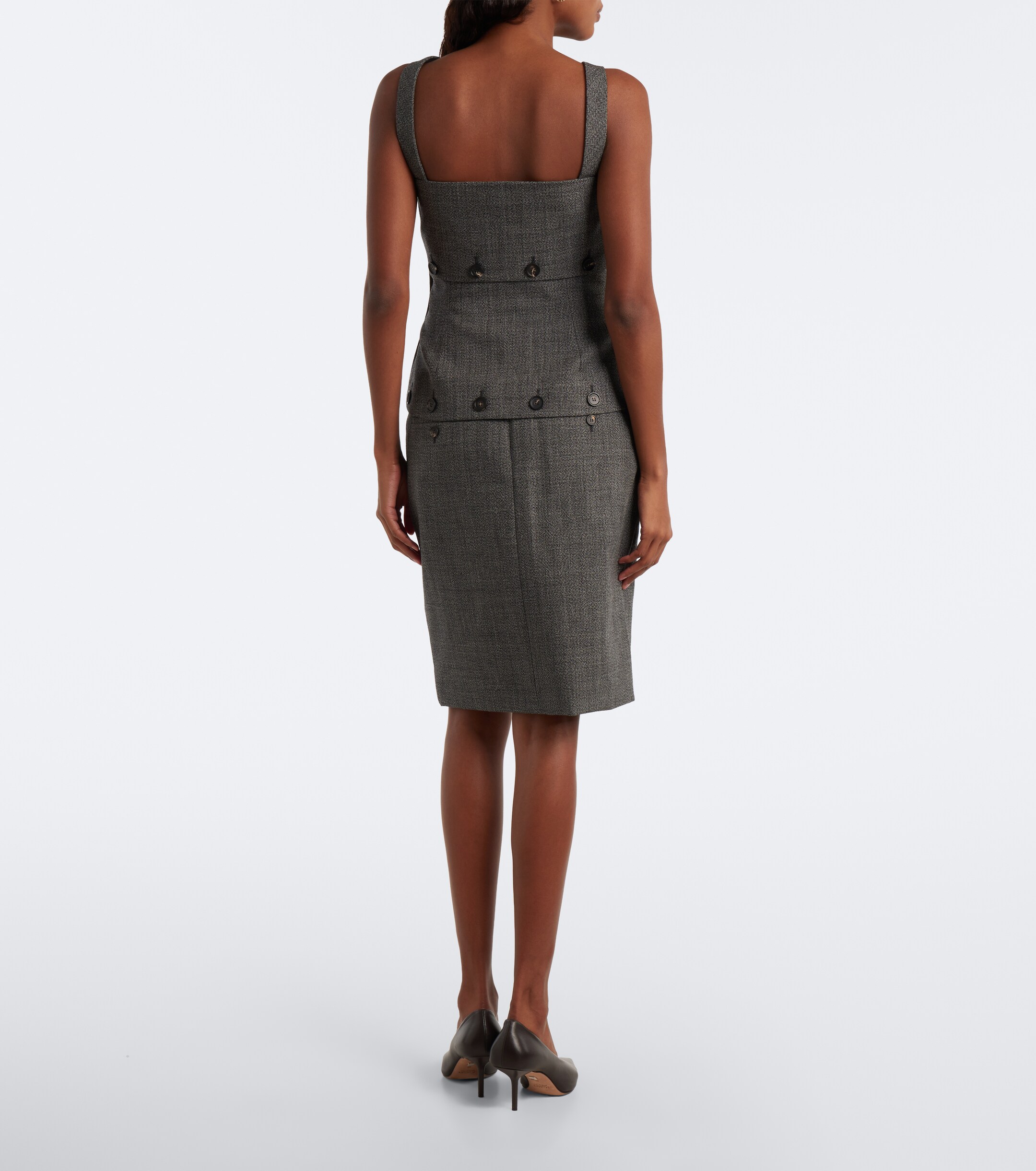 Ferragamo Ferragamo Paneled virgin wool midi skirt