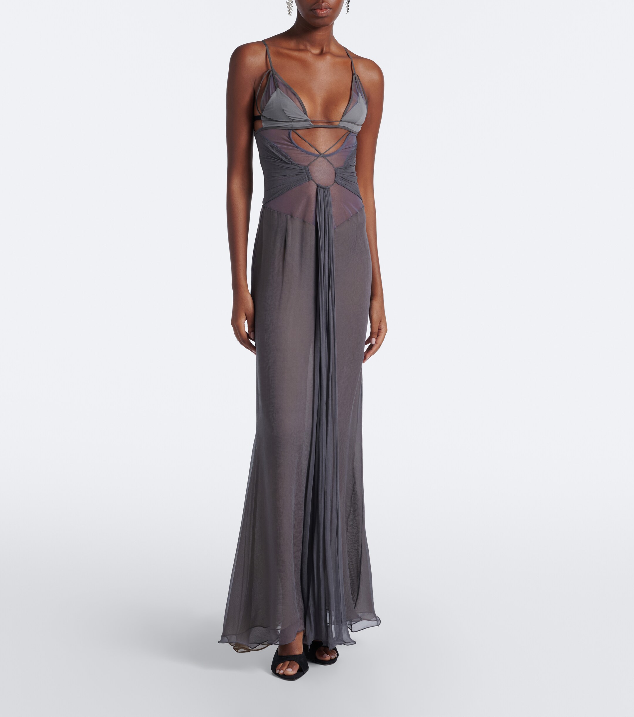 Nensi Dojaka Nensi Dojaka Cutout sheer silk gown
