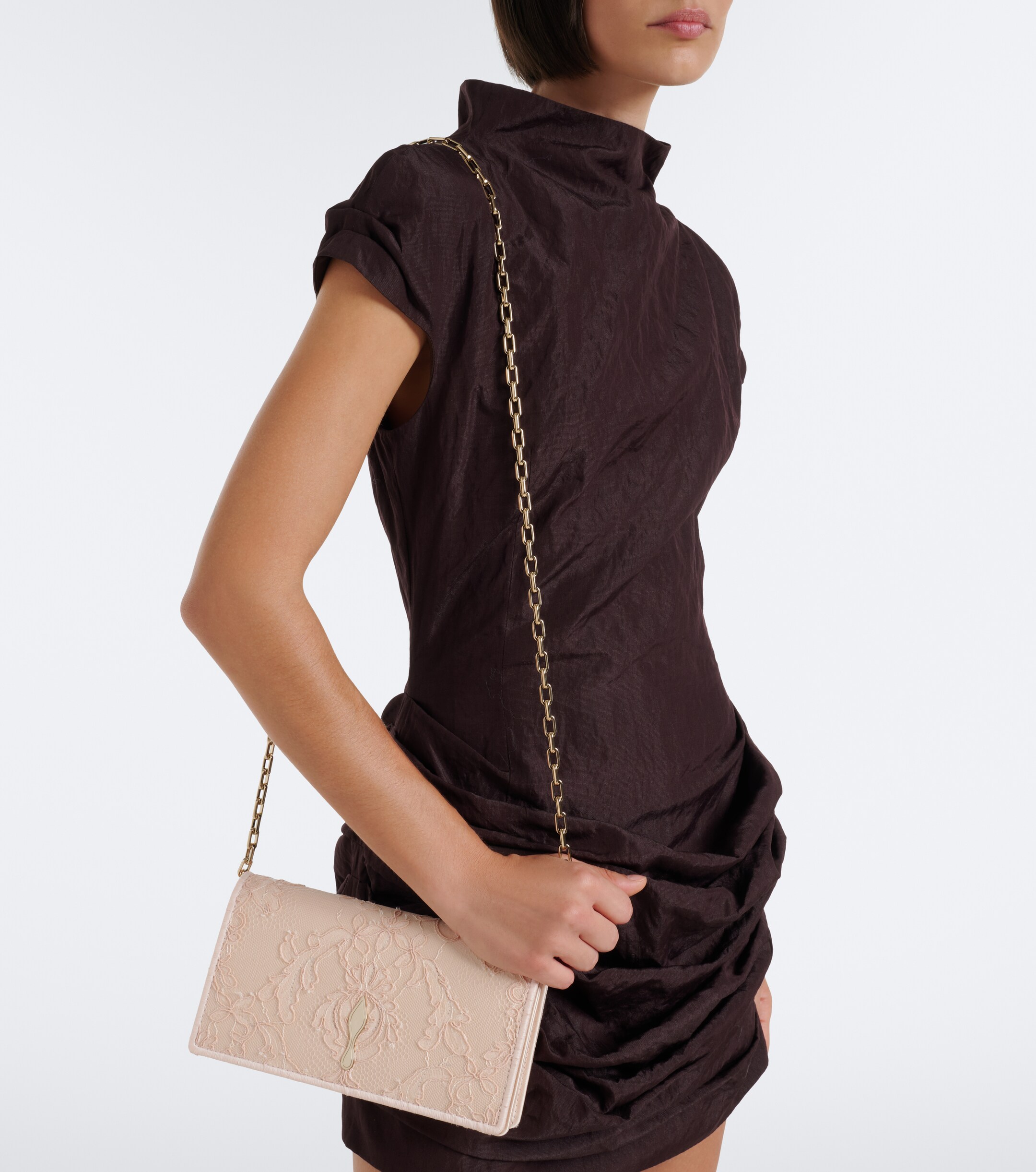 CHRISTIAN LOUBOUTIN Christian Louboutin Bettina Small lace crêpe satin clutch