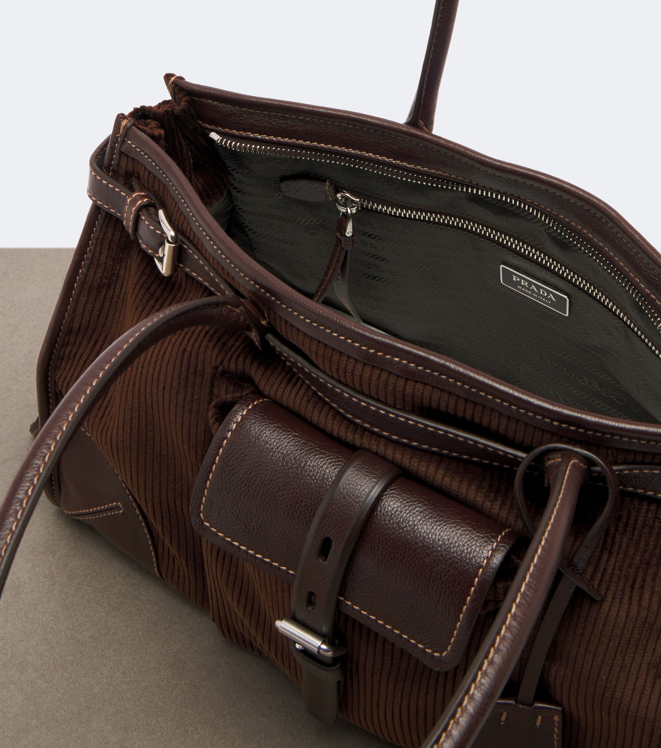 Prada Prada Prada Bonnie Large corduroy shoulder bag