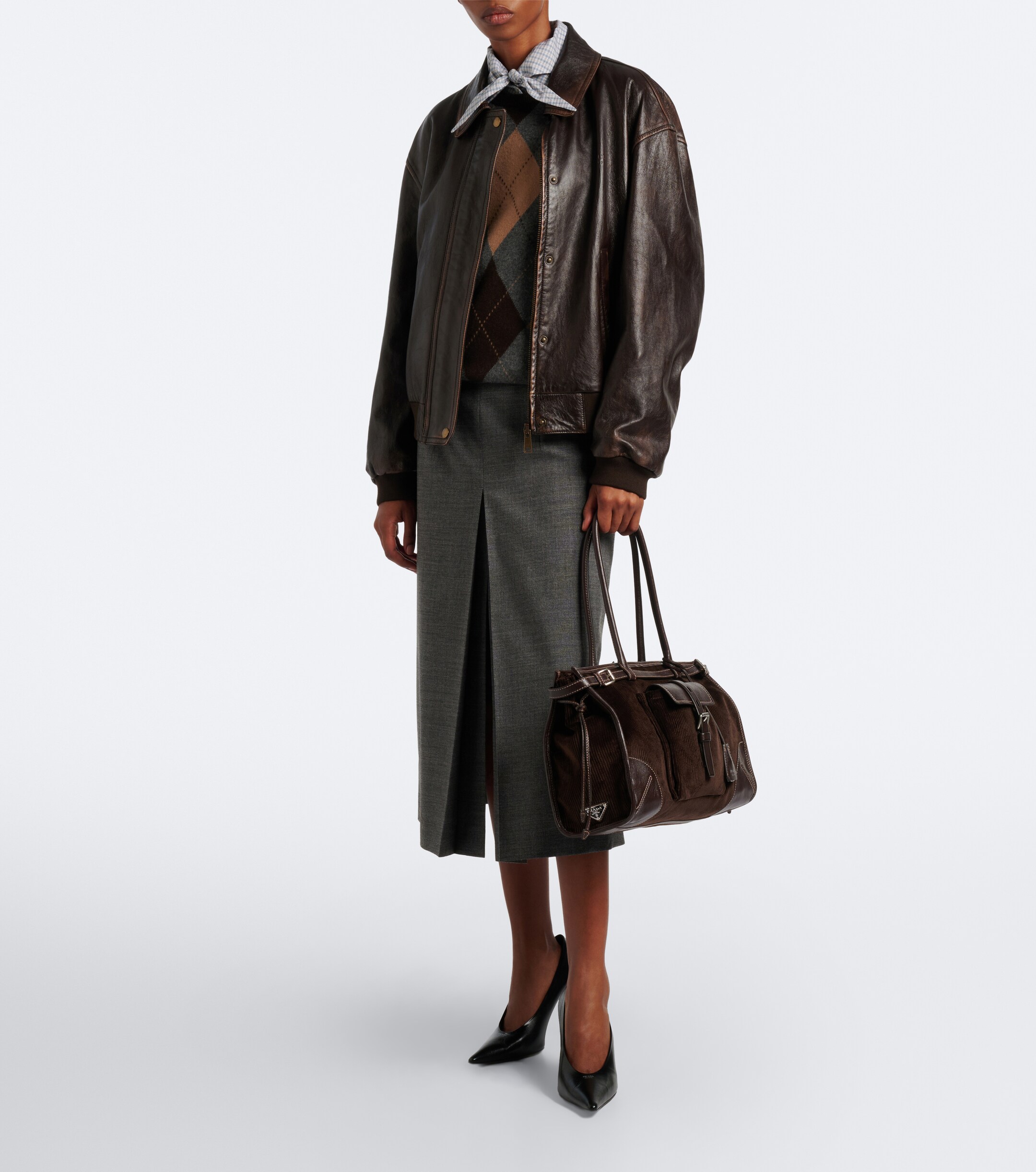 Prada Prada Prada Bonnie Large corduroy shoulder bag