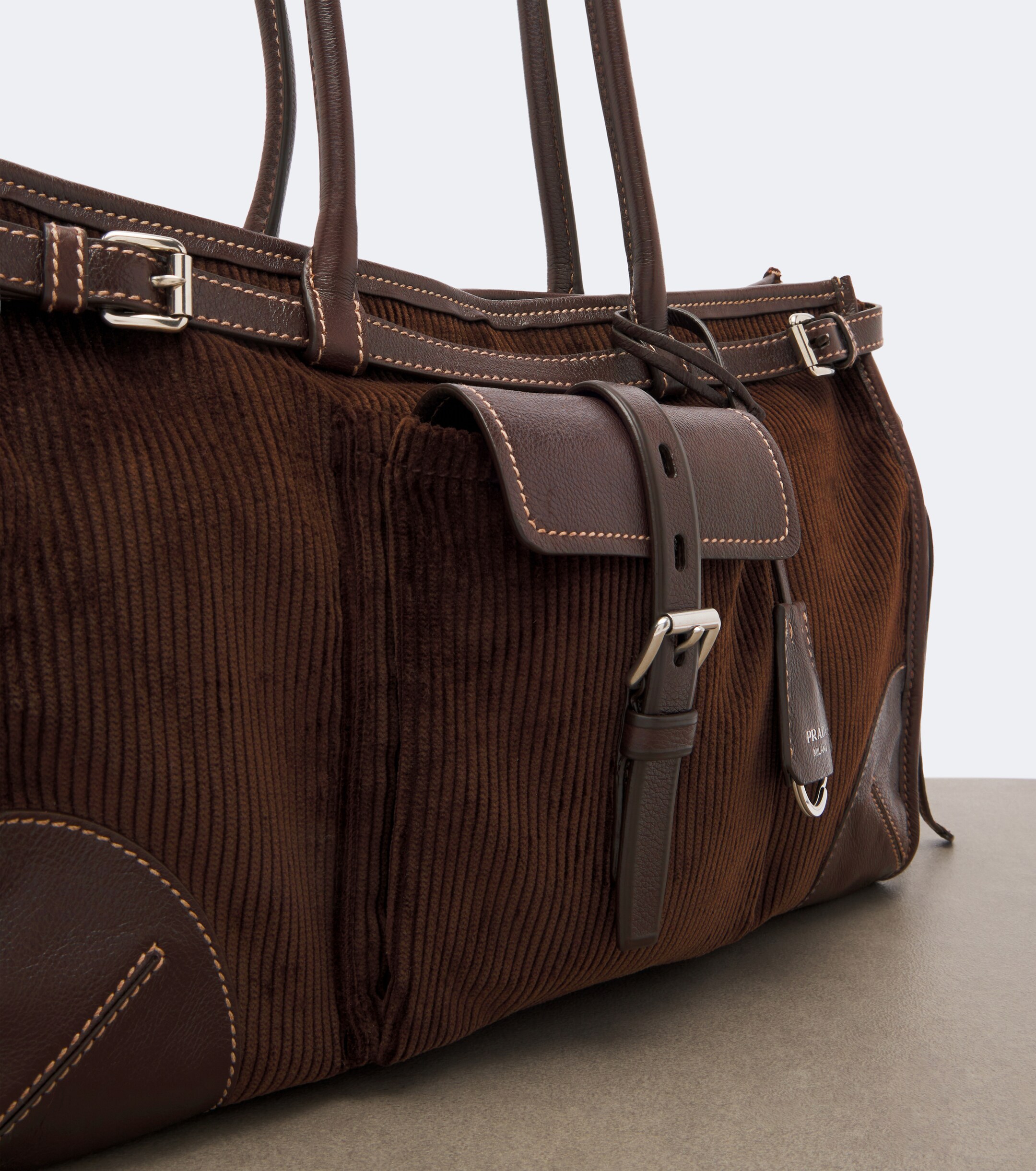Prada Prada Prada Bonnie Large corduroy shoulder bag
