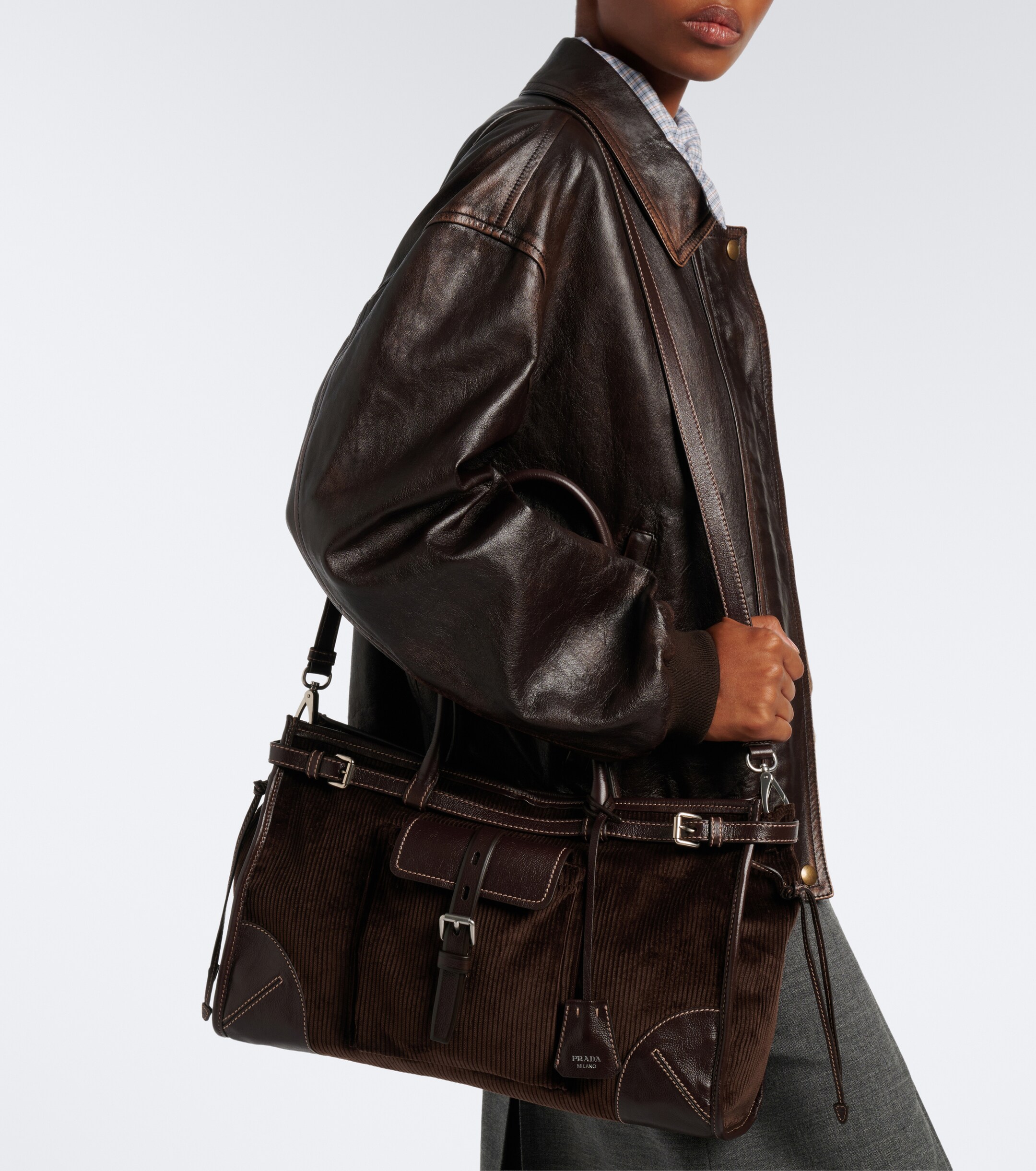 Prada Prada Prada Bonnie Large corduroy shoulder bag