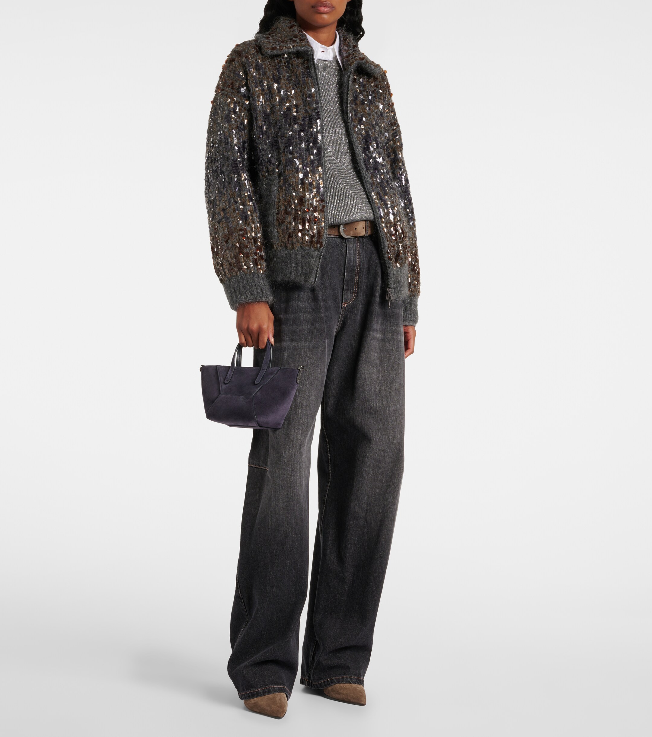 Brunello Cucinelli Monili suede tote bag
