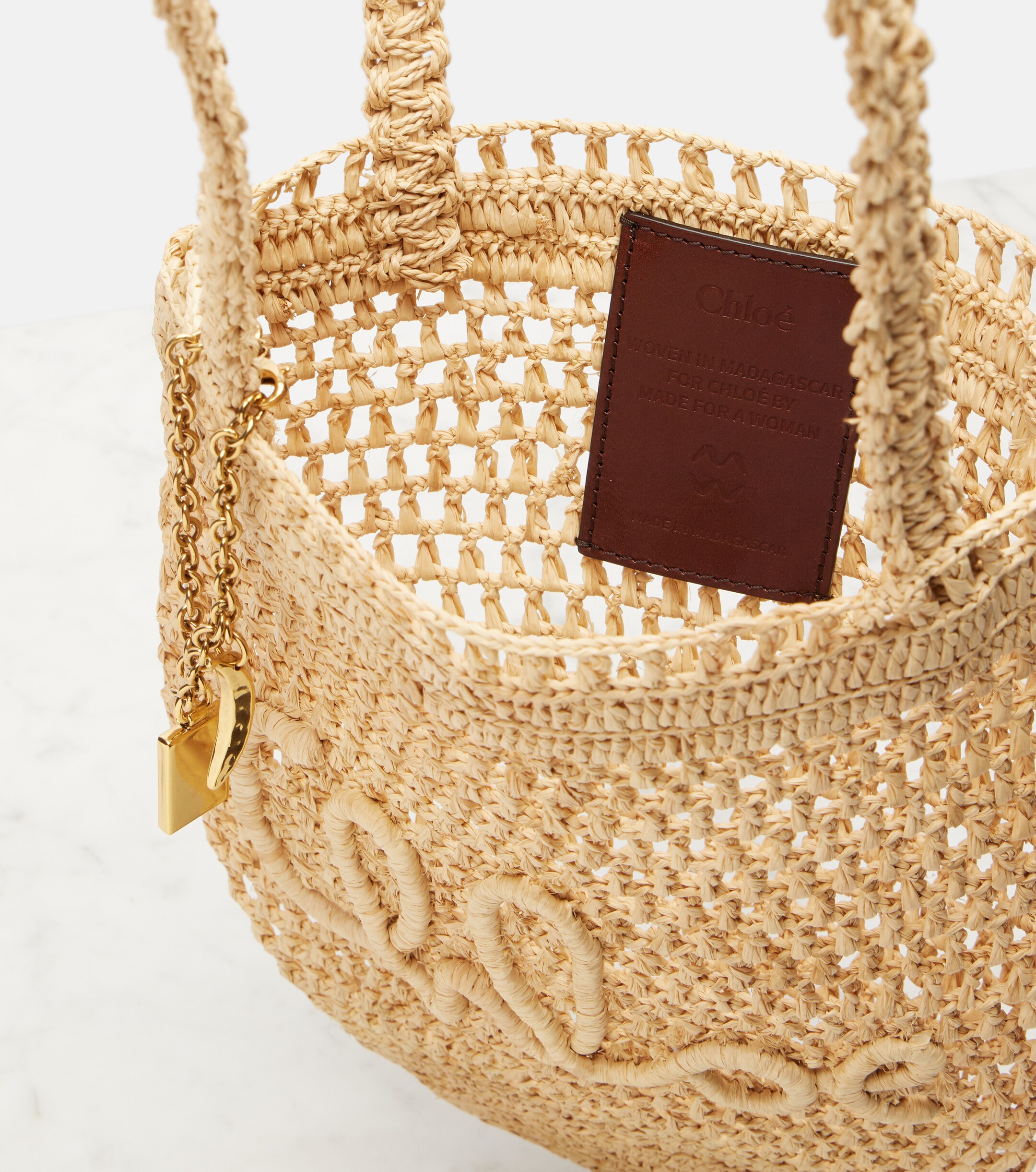 Chloé Summer Banana Small raffia tote bag