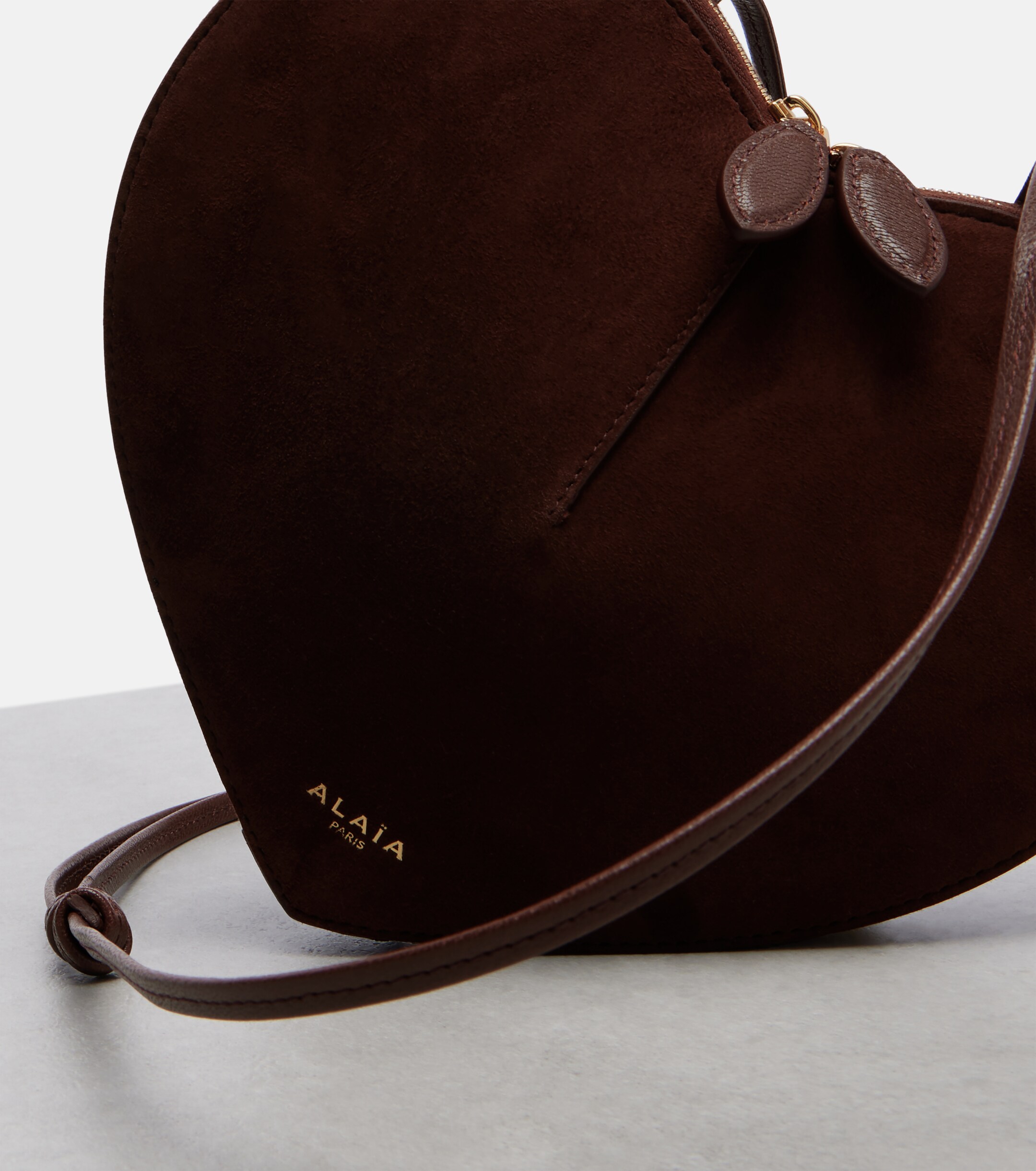 Alaïa Le Cœur Small leather and suede shoulder bag
