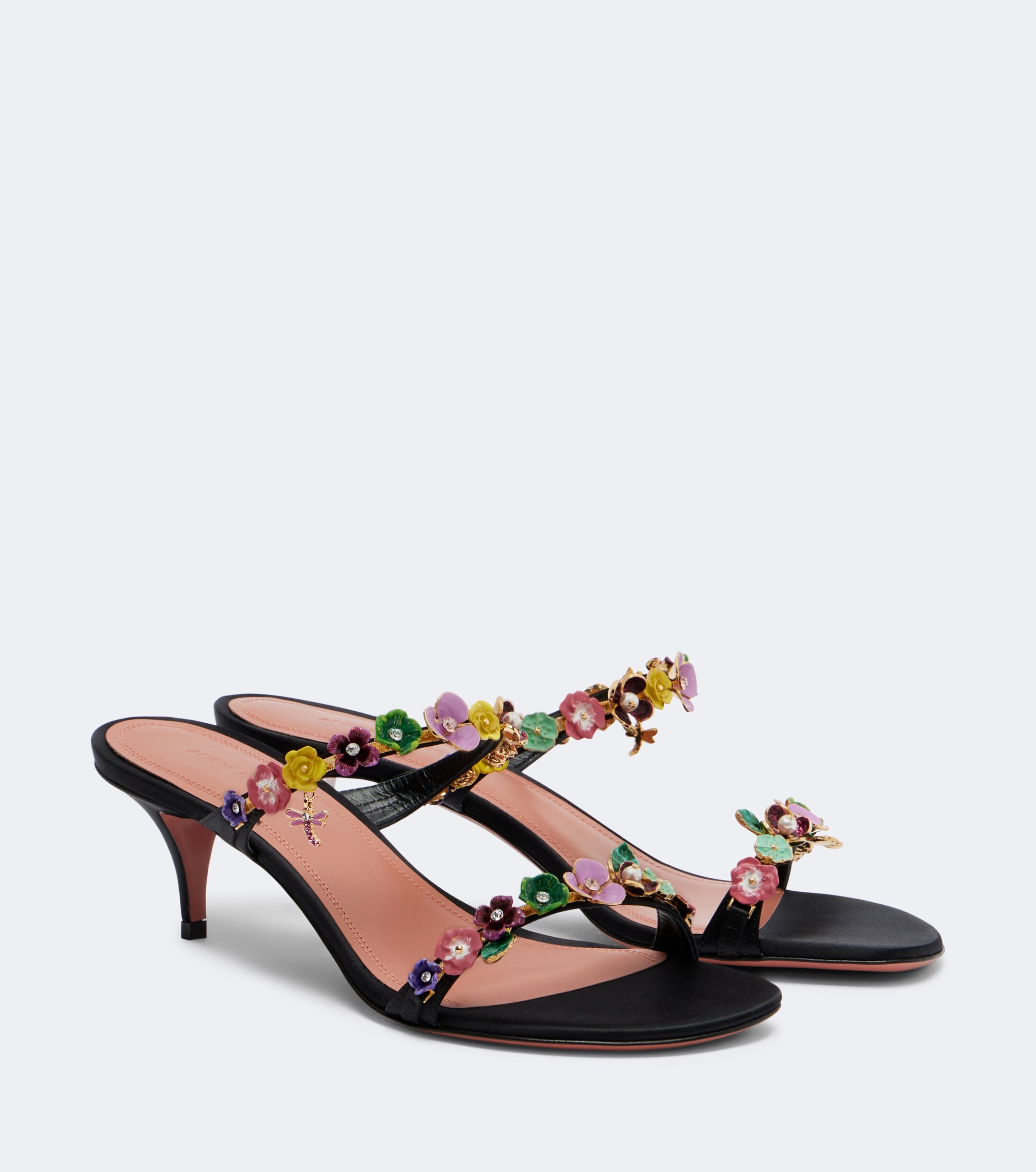AMINA MUADDI Amina Muaddi Vittoria embellished satin mules