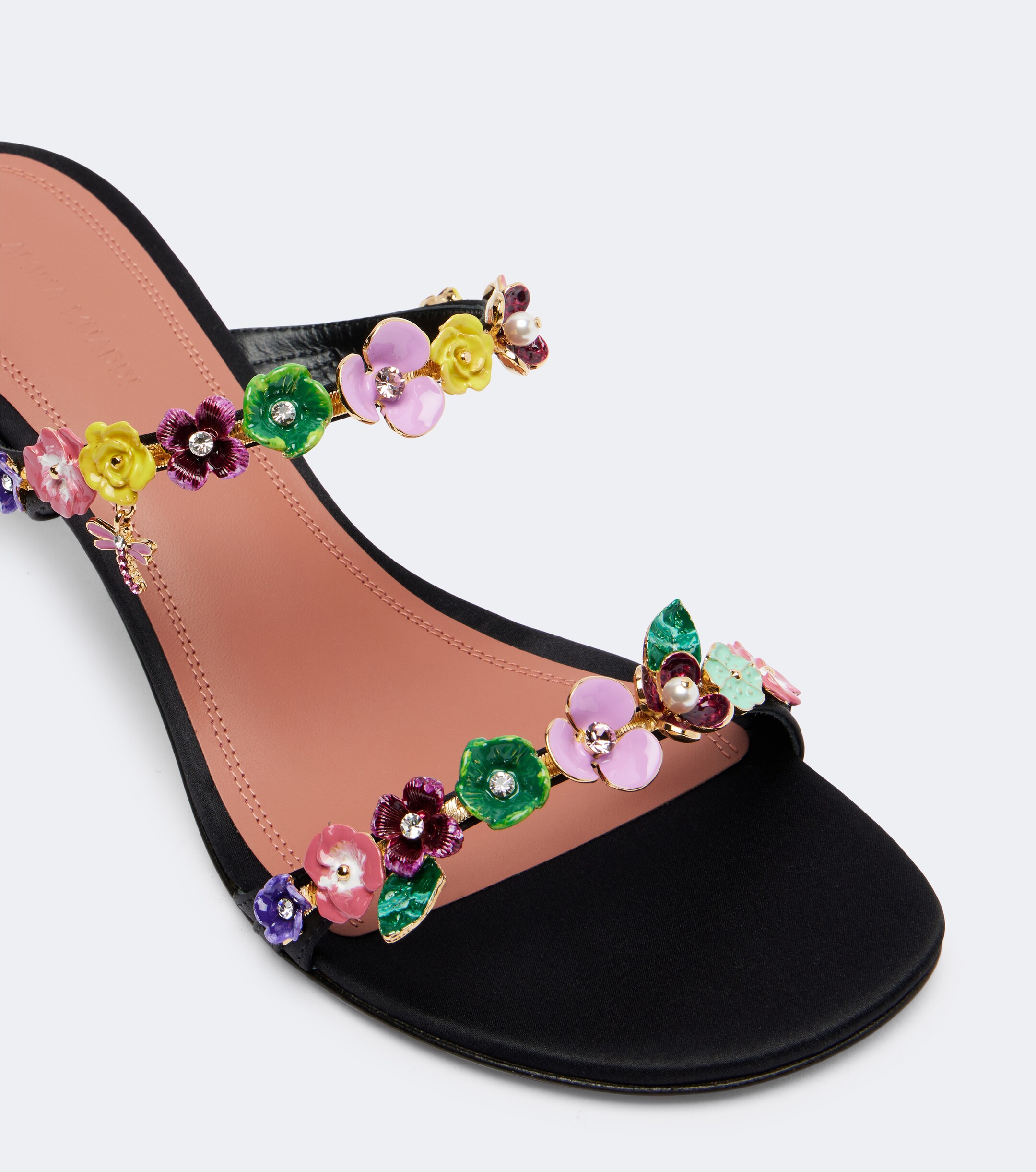 AMINA MUADDI Amina Muaddi Vittoria embellished satin mules