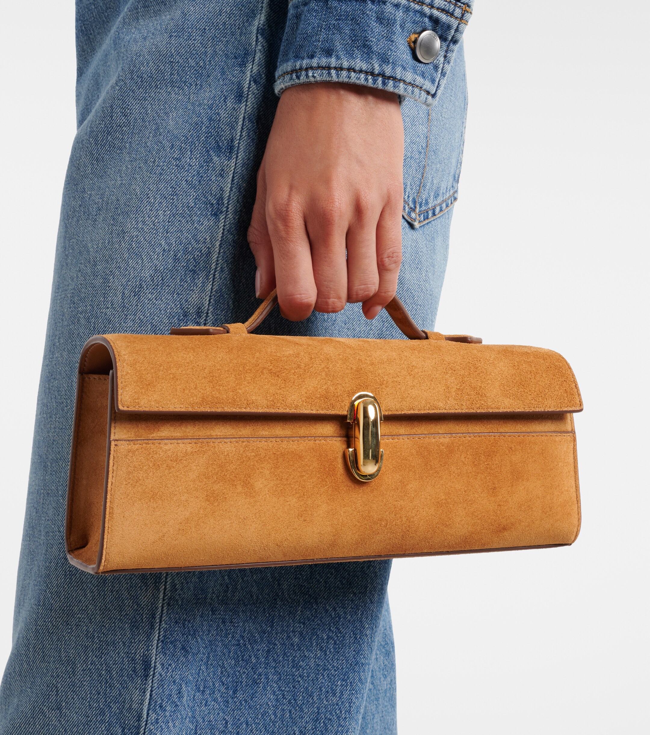 Savette Symmetry Slim suede top-handle bag thumbnail