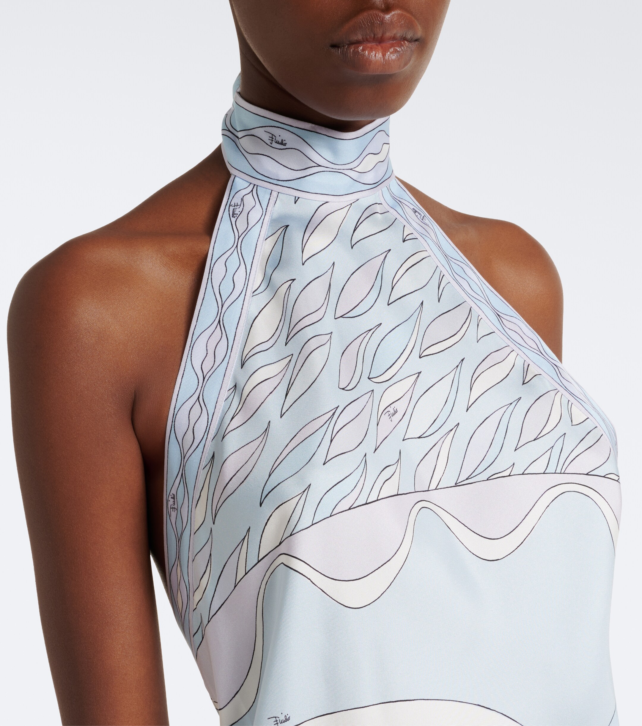 Pucci Pucci Dune asymmetric silk twill midi dress