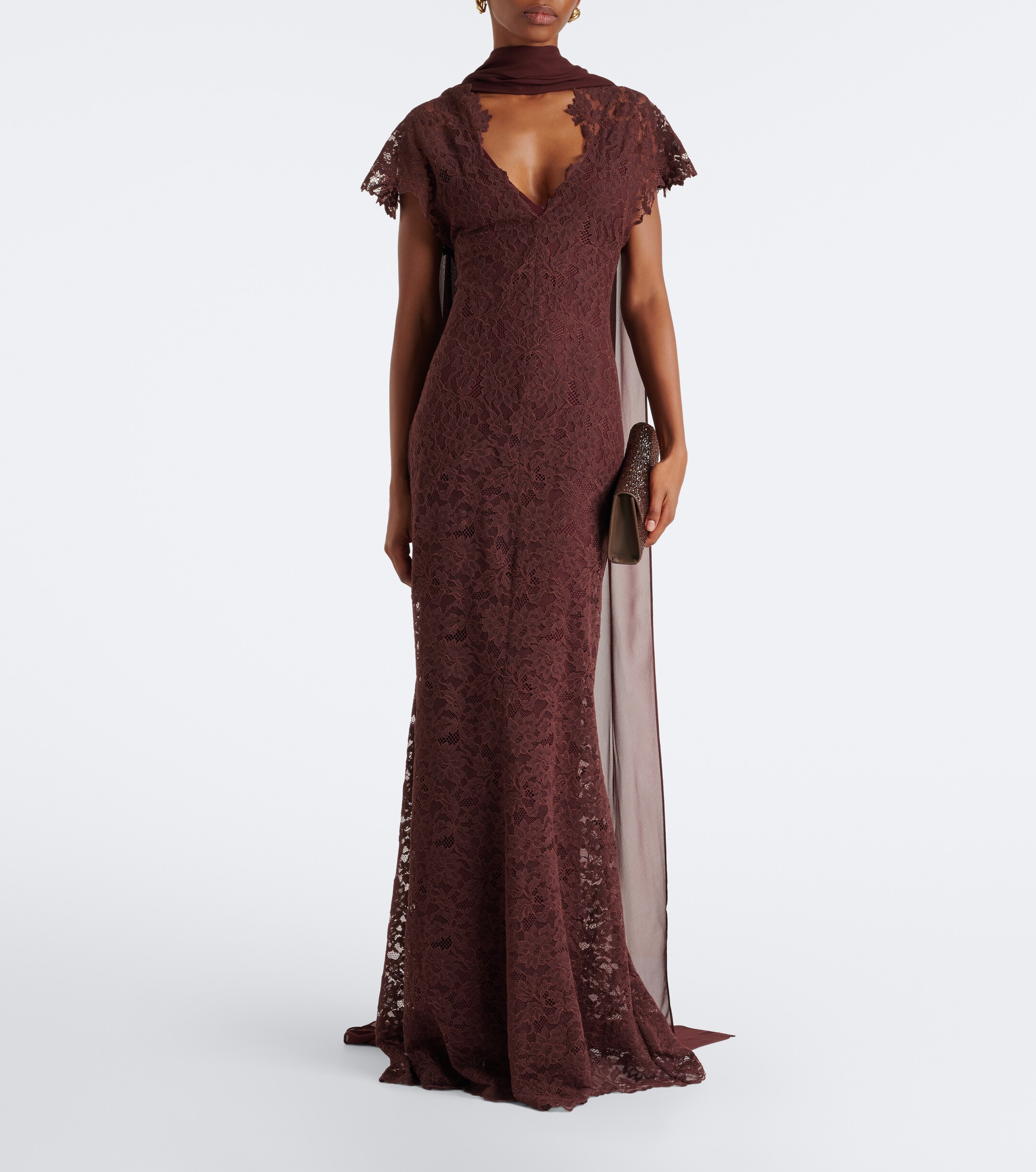 DE LA VALI De La Vali Solina scarf-detail cotton-blend lace gown