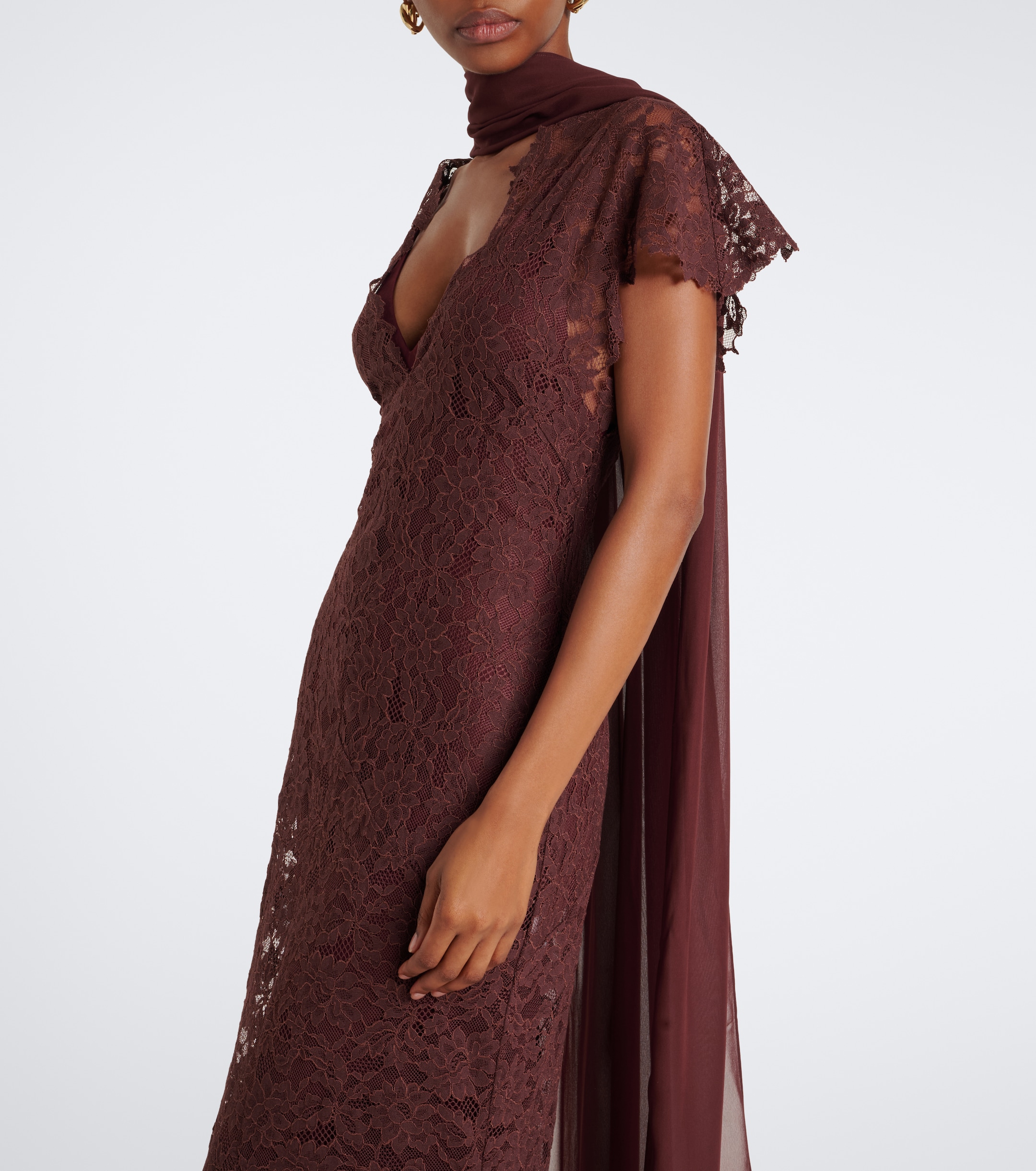DE LA VALI De La Vali Solina scarf-detail cotton-blend lace gown