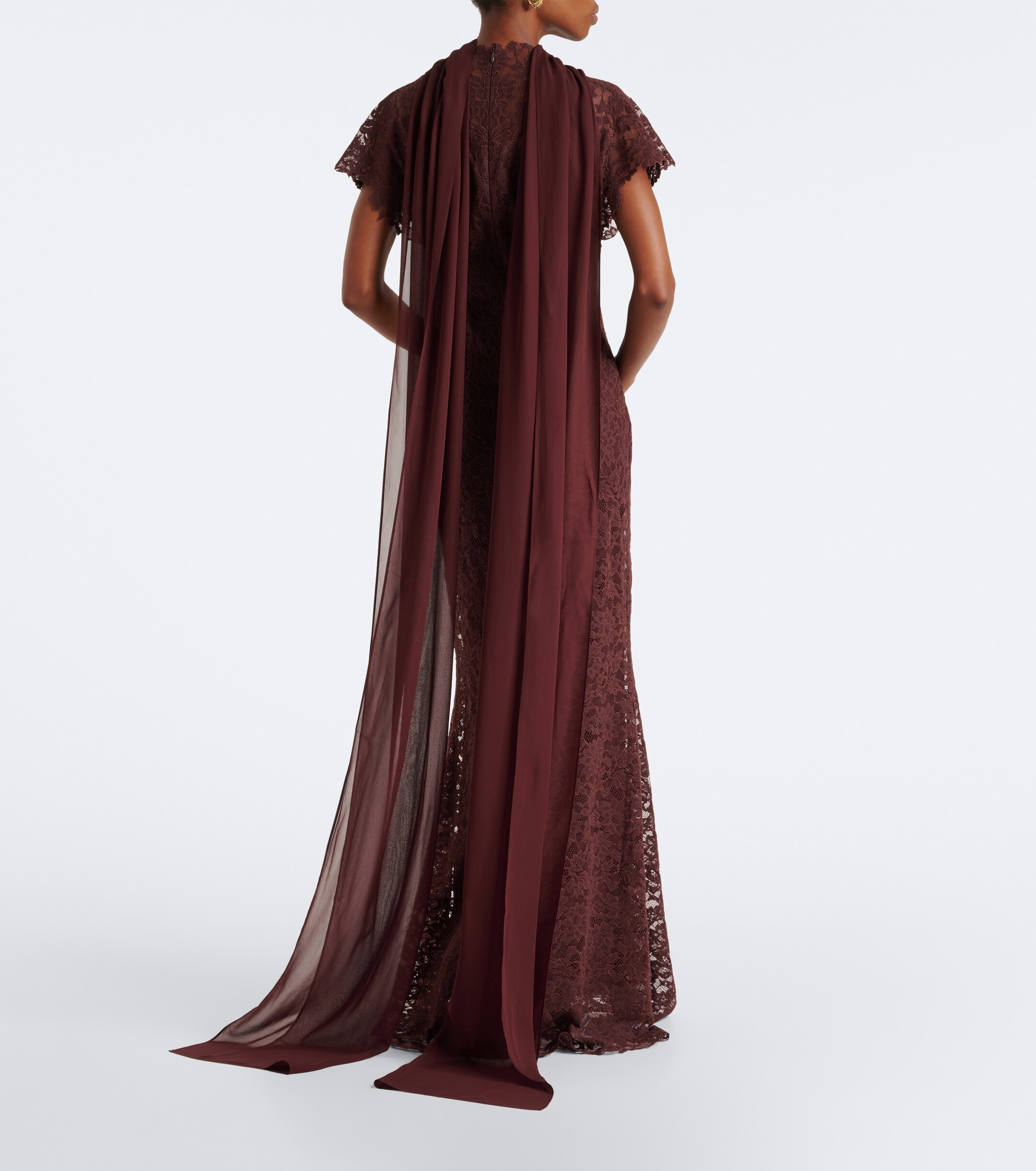 DE LA VALI De La Vali Solina scarf-detail cotton-blend lace gown