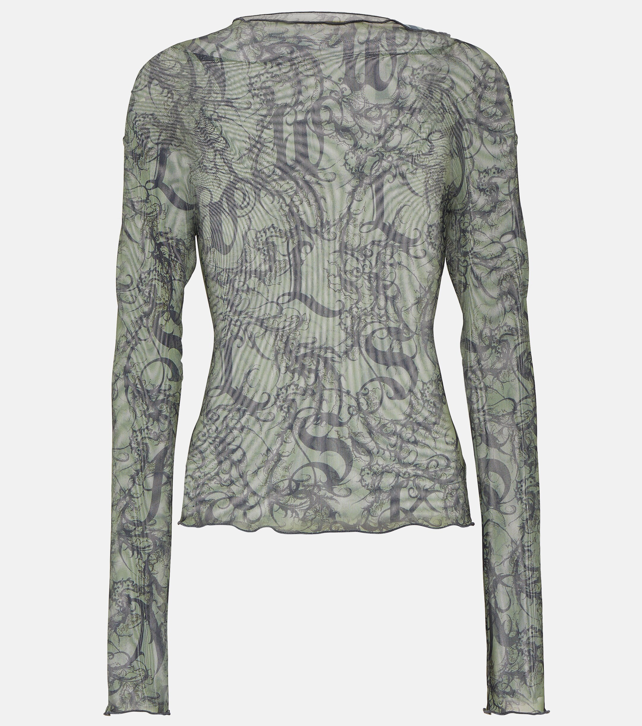 KNWLS Clavicle printed mesh top