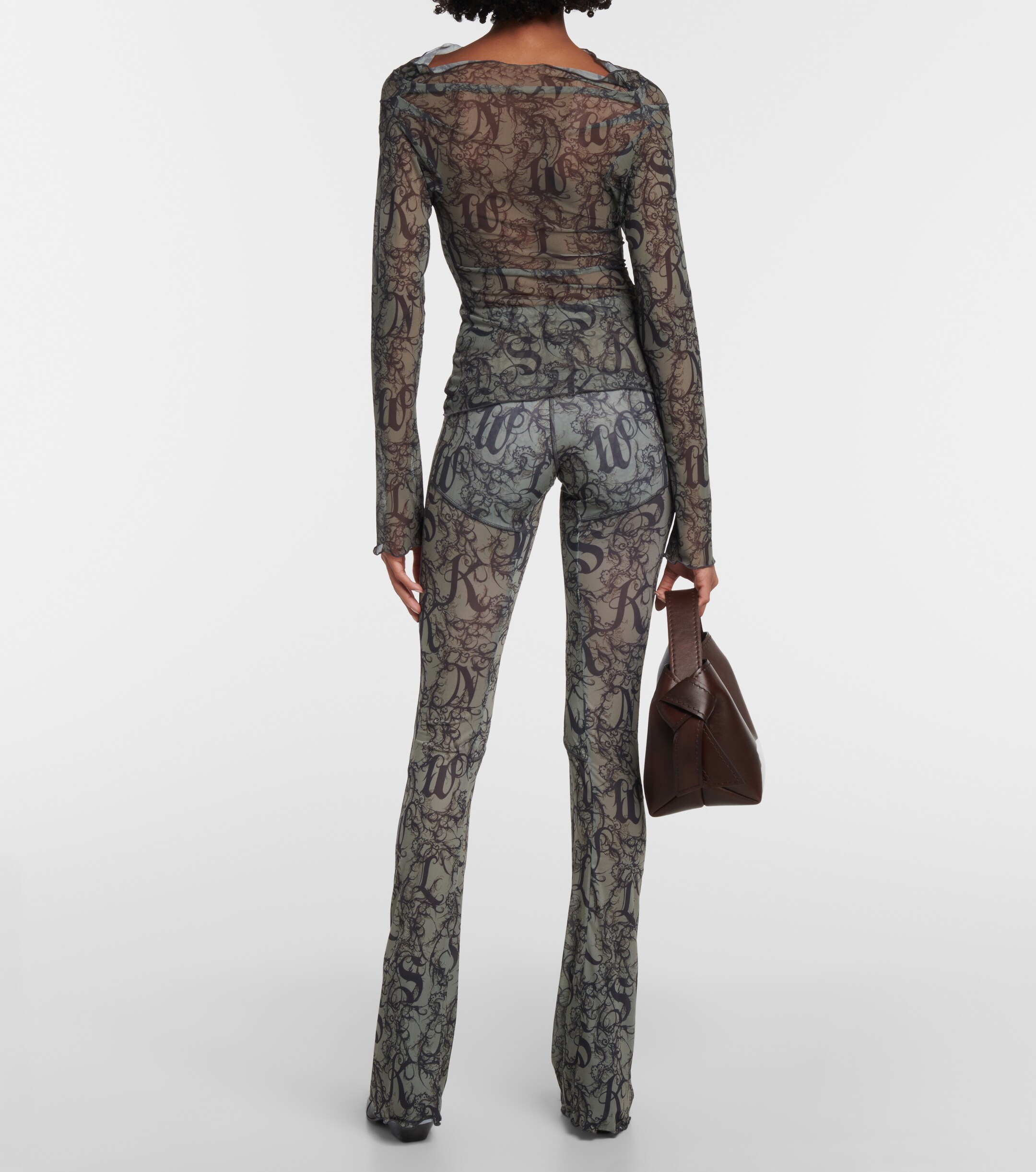 KNWLS Clavicle printed mesh top