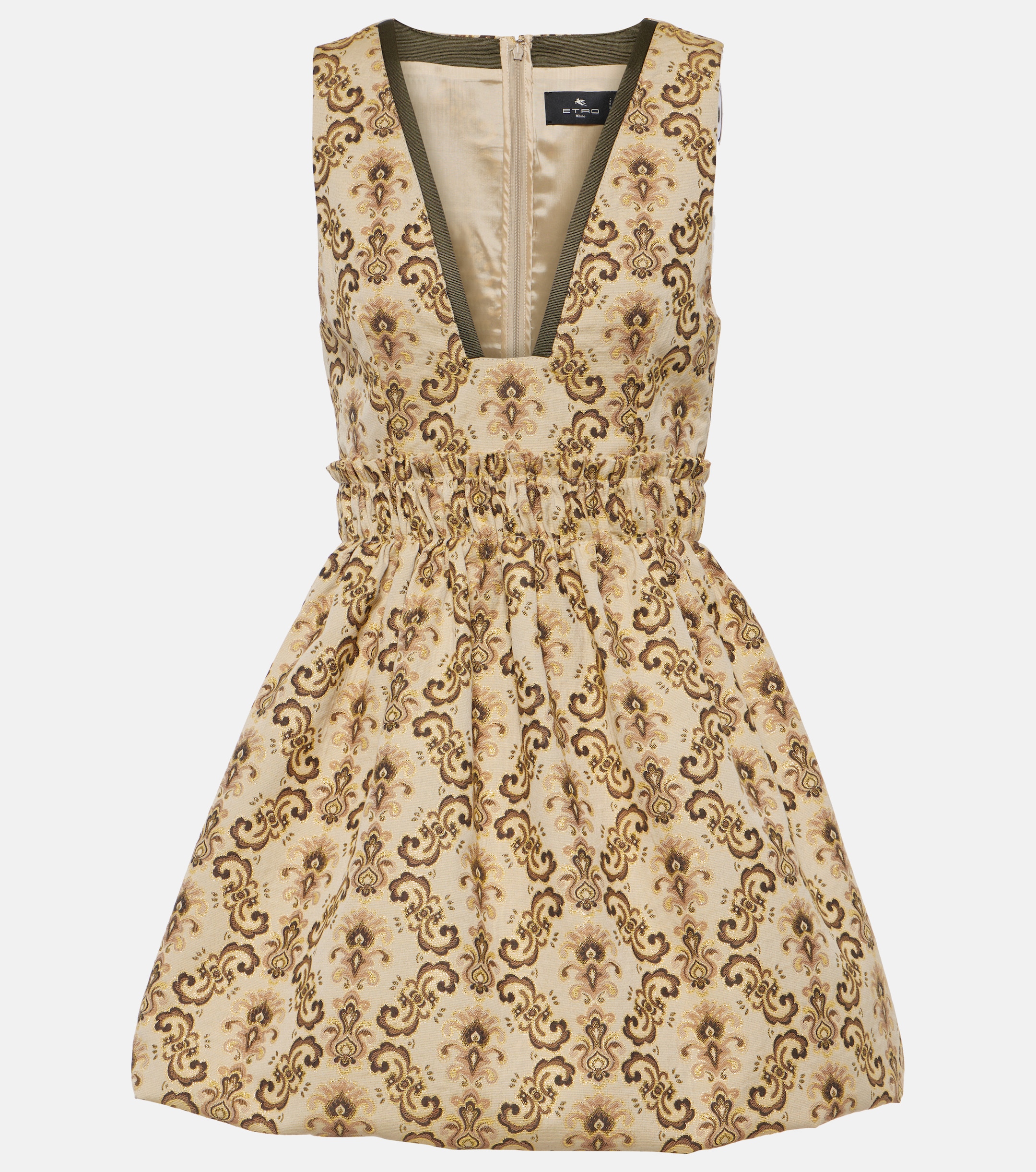 Etro Plunge-neck jacquard minidress