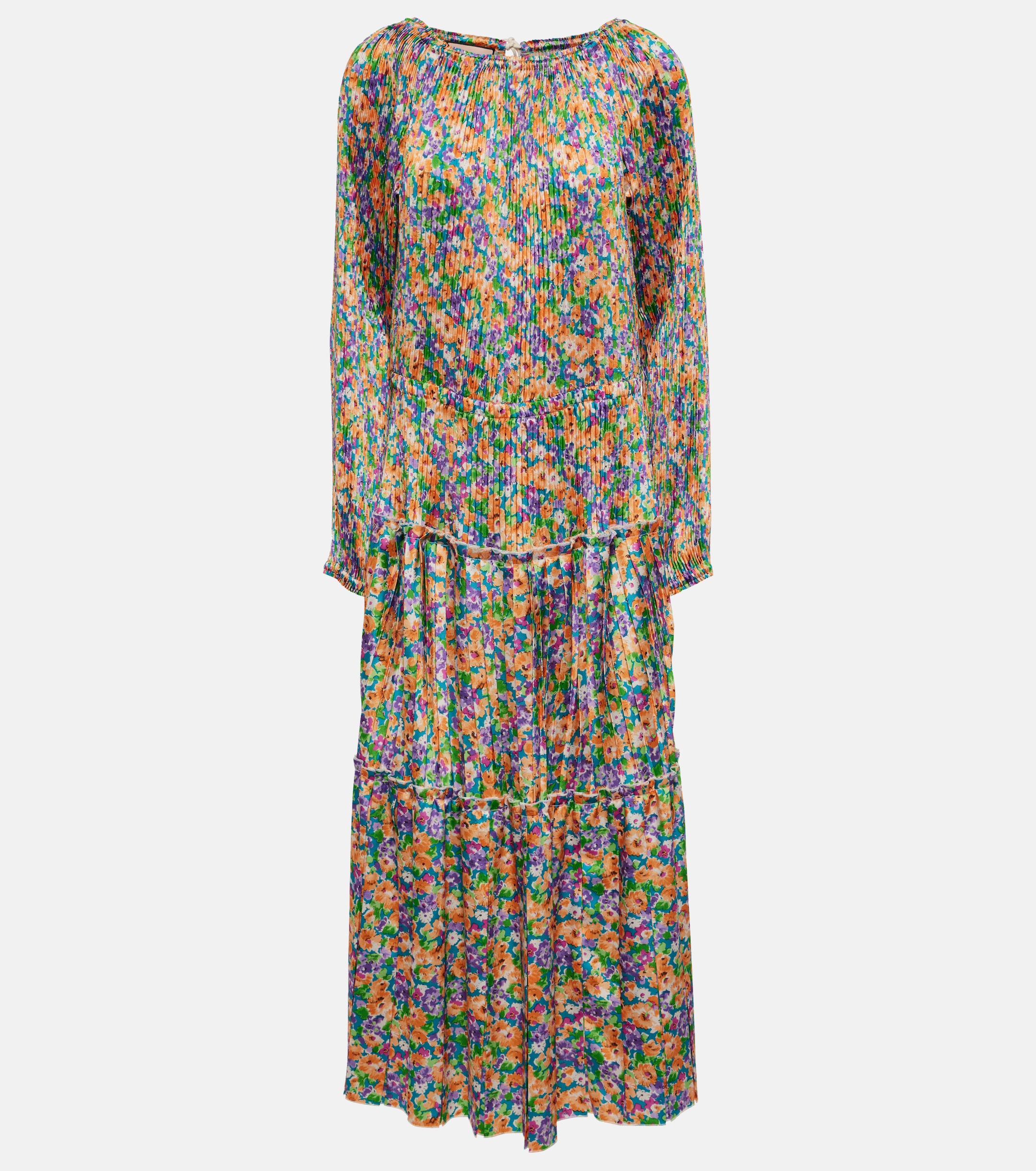 Plan C Floral pleated midi dress 