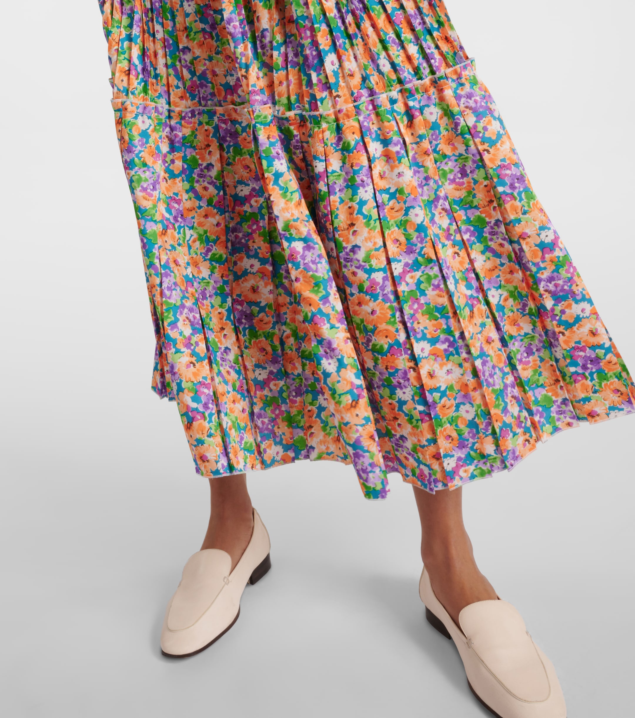 Plan C Floral pleated midi dress 